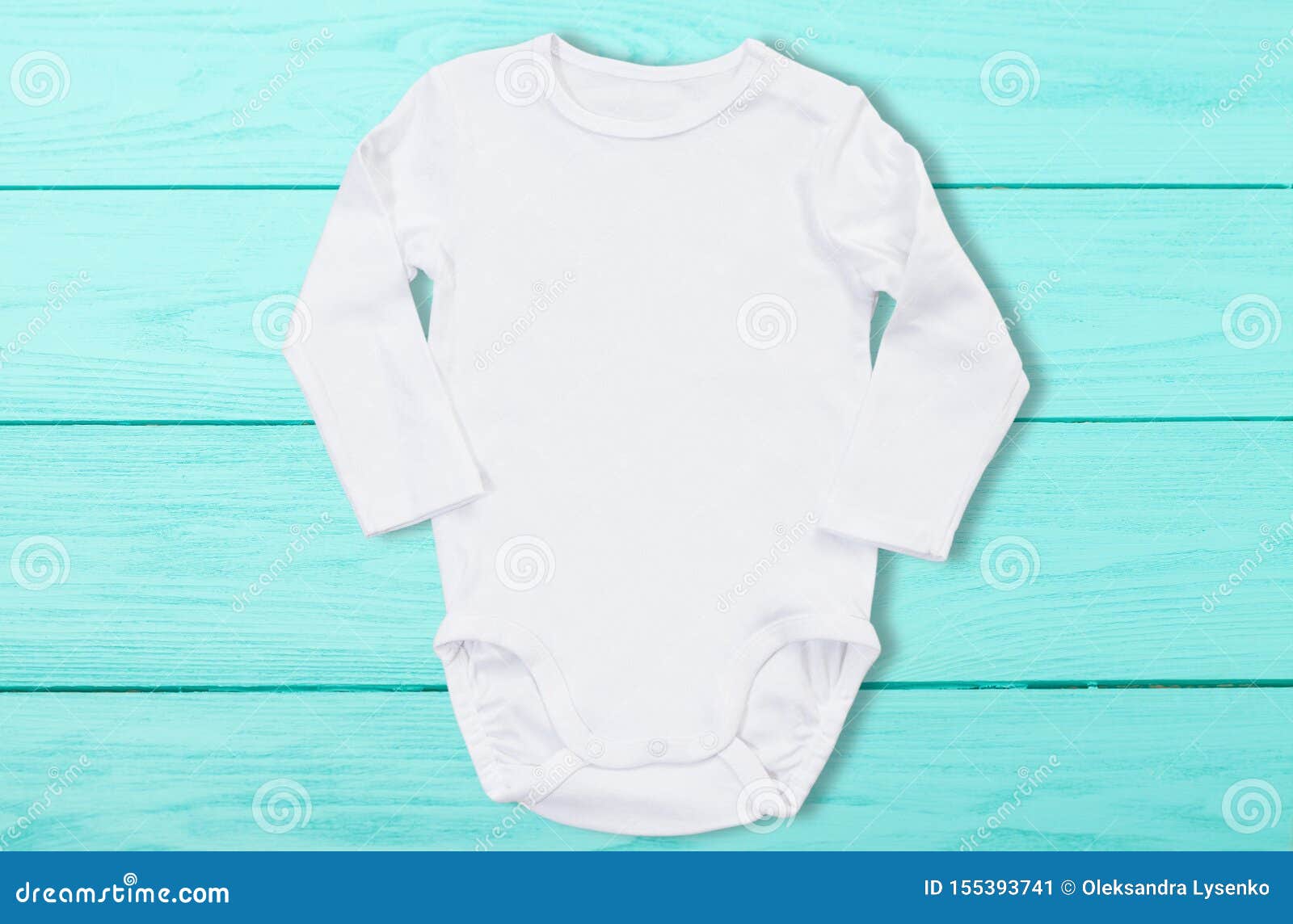 Download White Baby Mock Up Jumpsuit On Blue Wooden Background ...