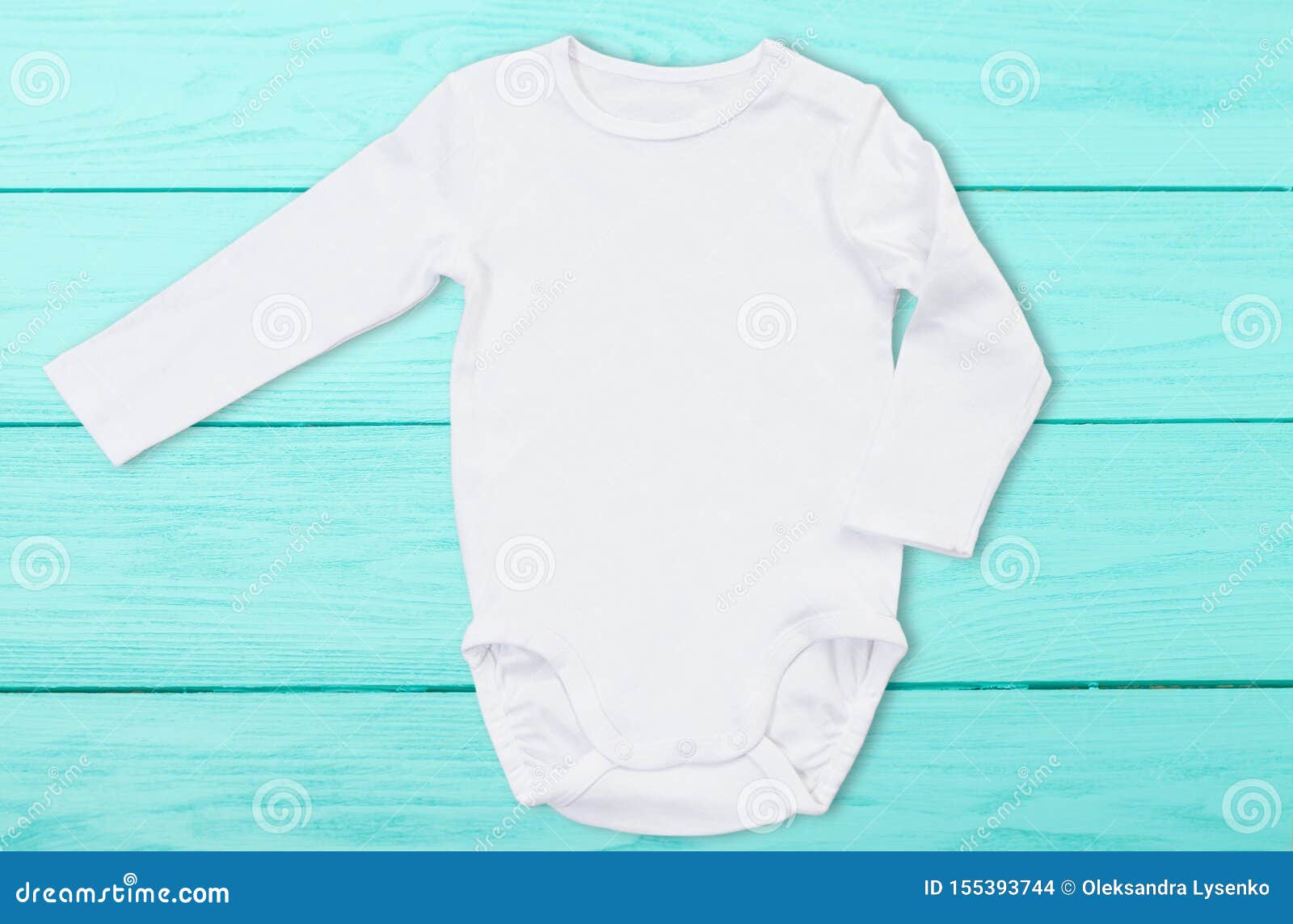 Download White Baby Mock Up Jumpsuit On Blue Wooden Background ...