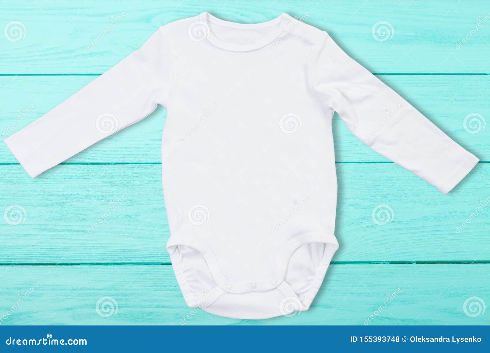 Download White Baby Mock Up Jumpsuit On Blue Wooden Background ...