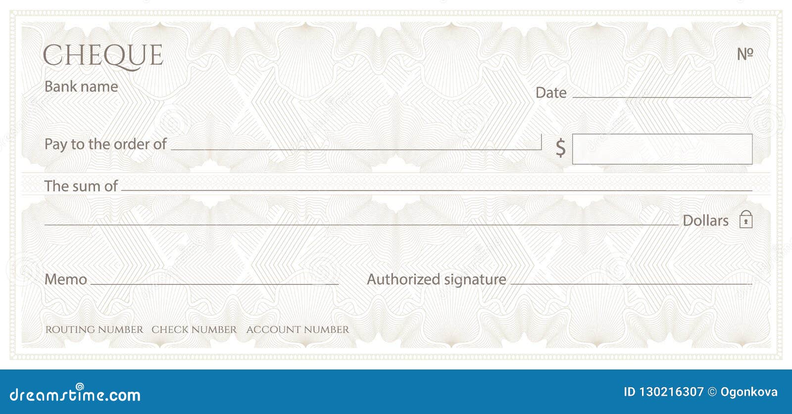 Check, Cheque Chequebook Template. Guilloche Pattern with Abstract ...