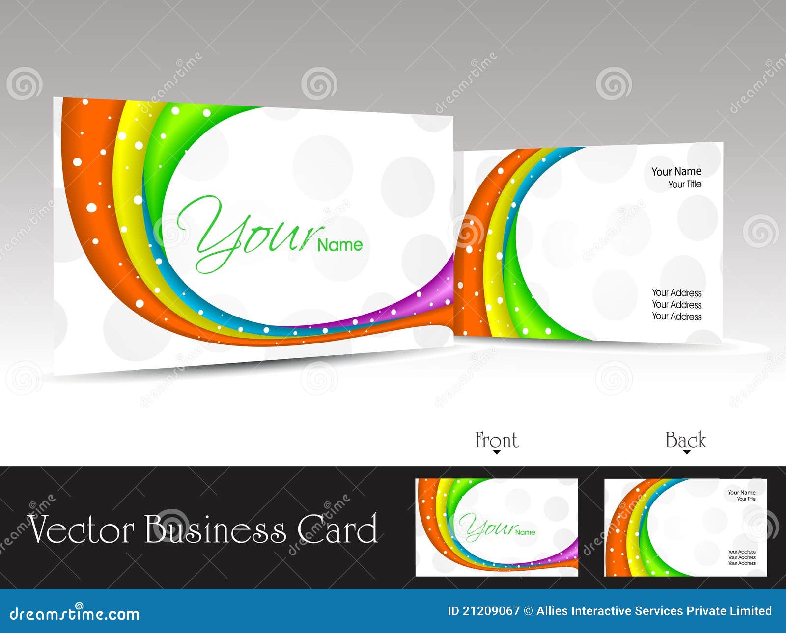 White Background Business Card with Colorful Waves Stock Vector -  Illustration of corporative, colorful: 21209067