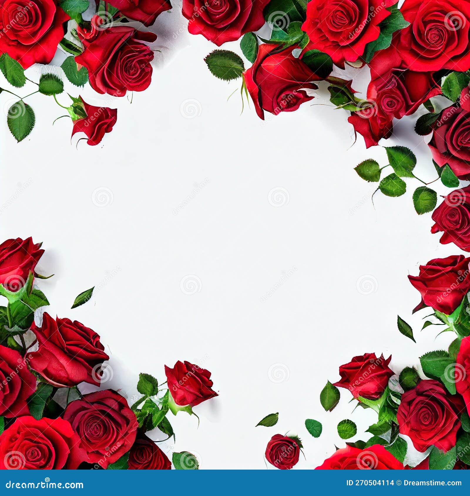 A White Background with Red Roses and Green Leaves on it Stock ...