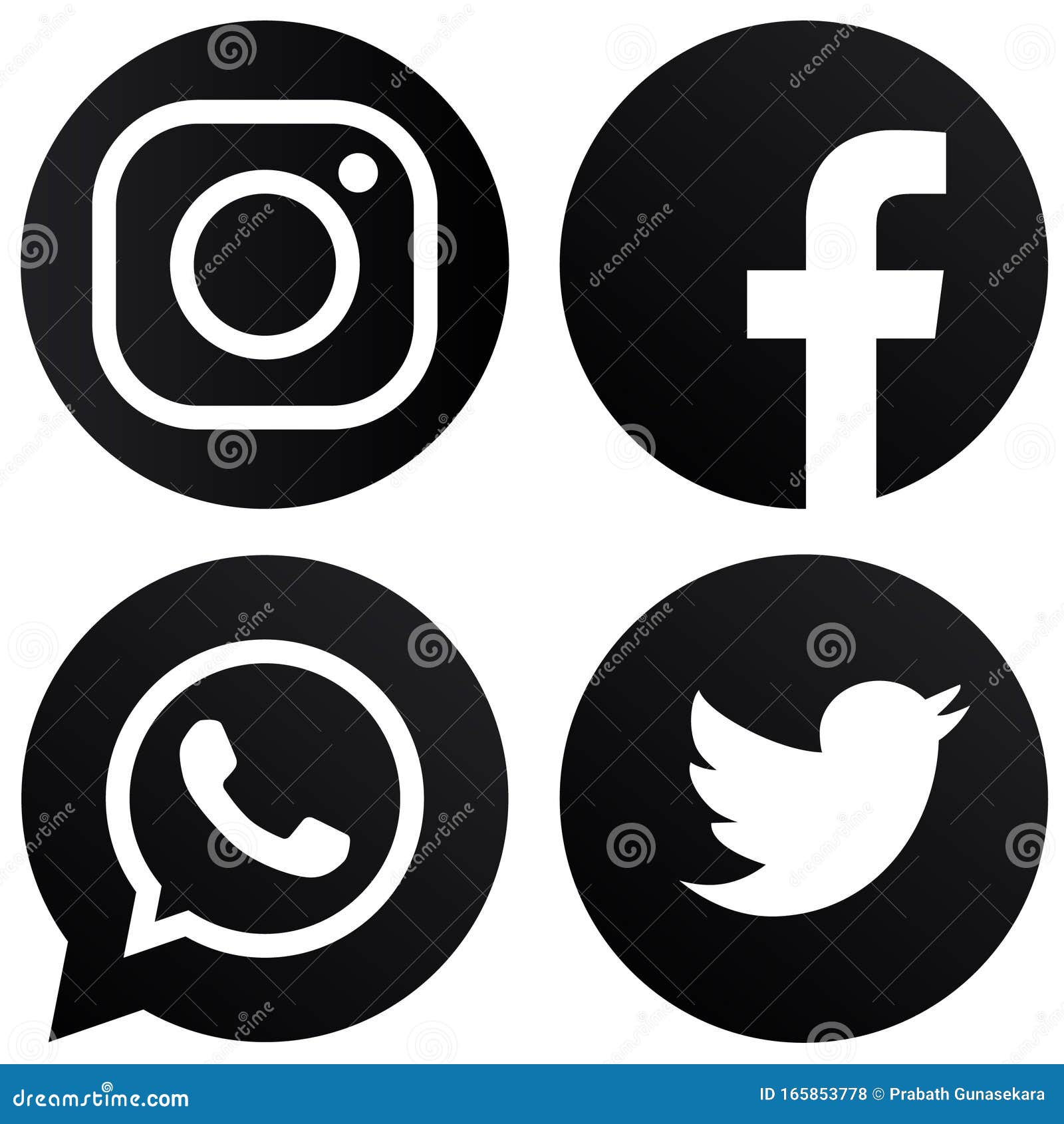 White Background Rounded Black & White Facebook Instagram Twitter Whats-app  Logos Editorial Stock Photo - Illustration of social, pngtwitter: 165853778