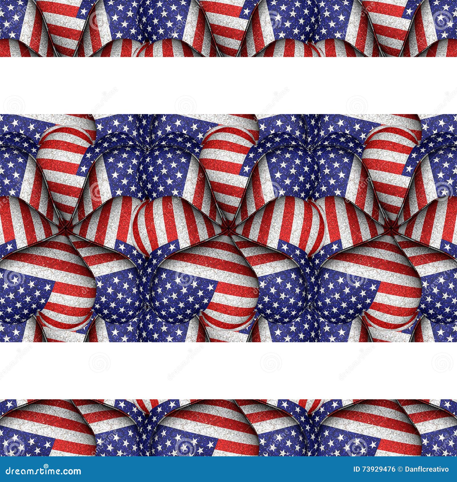 White Background with Usa Flag Pattern Borders Stock Illustration