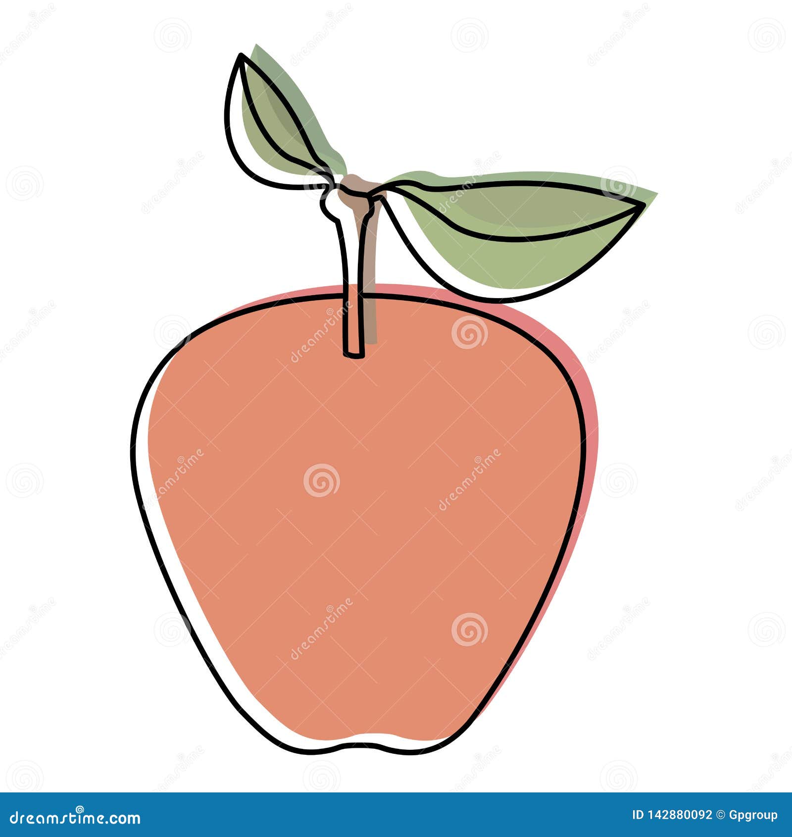White Background with Watercolor Silhouette of Apple Fruit Stock Vector