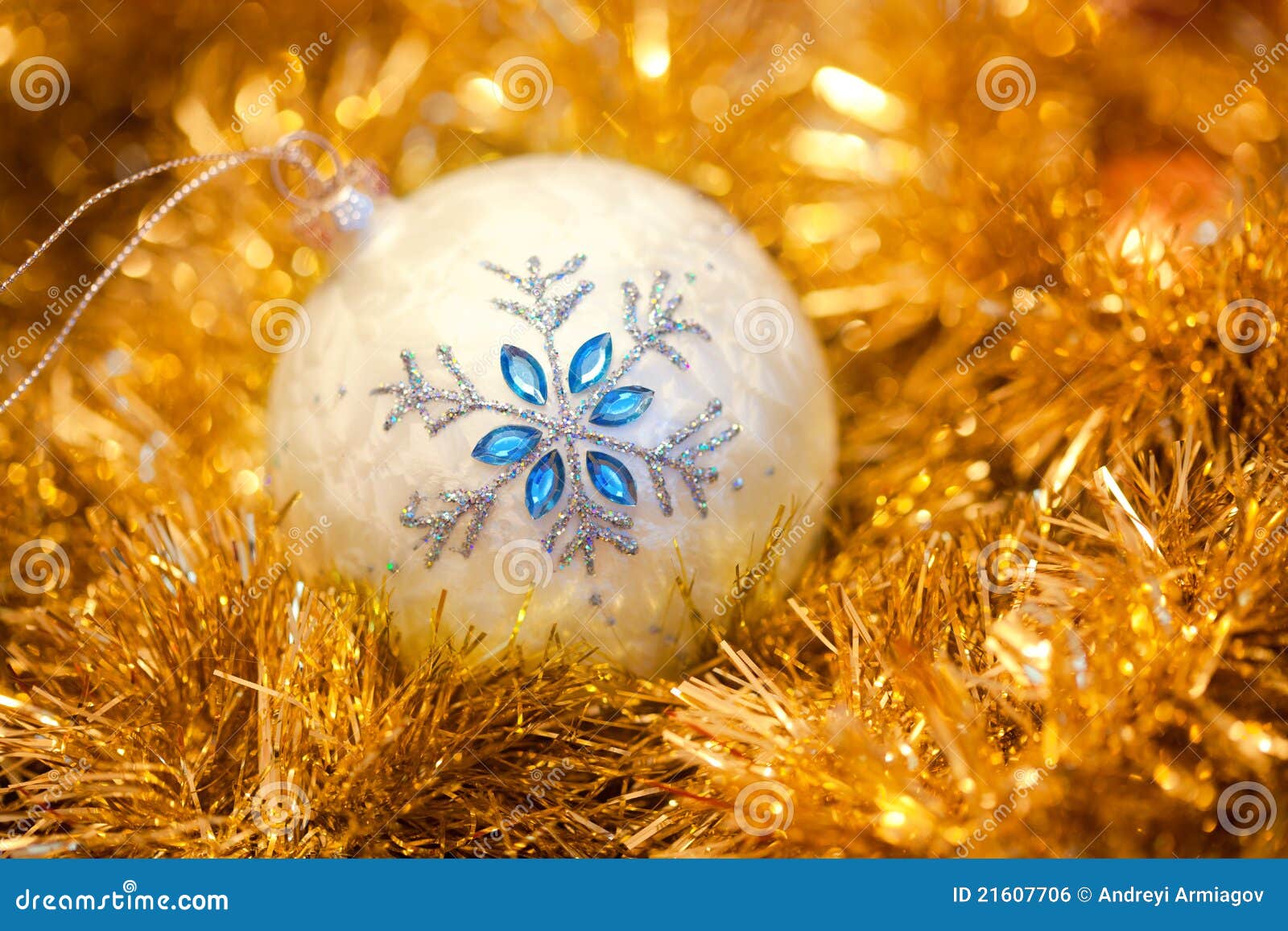 White Ball with a Snowflake Stock Photo - Image of round, ornaments ...