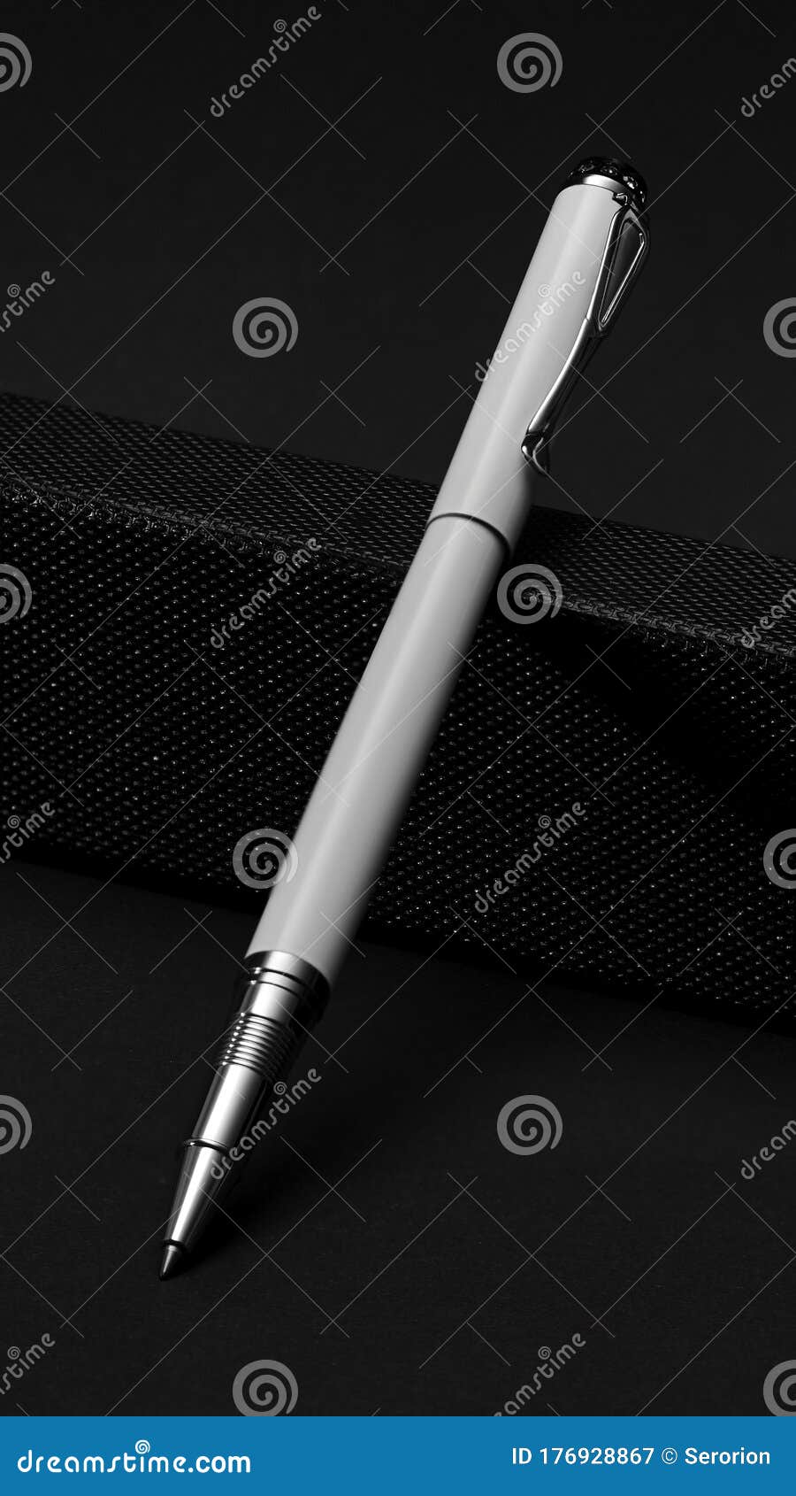 White Ballpoint Pen for Writing Text, Using a Rotating Ball Stock Image
