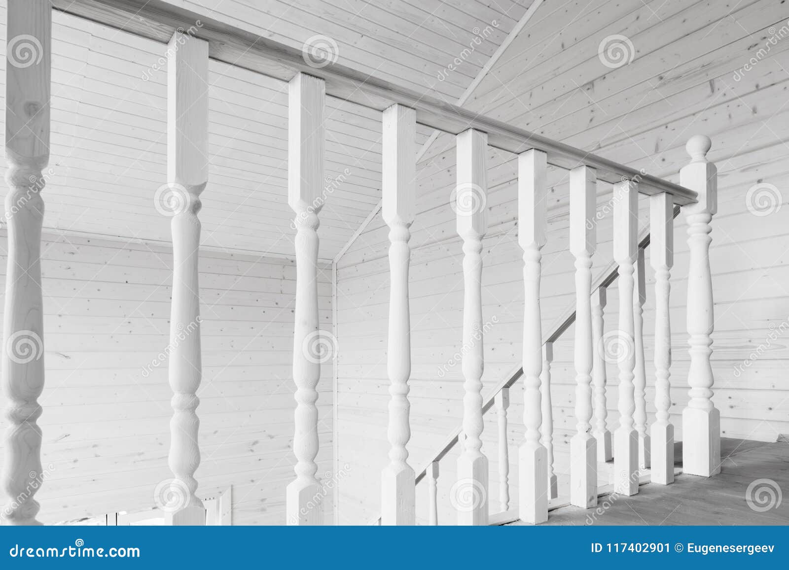 White Balusters Balcony Railings Stock Image Image Of
