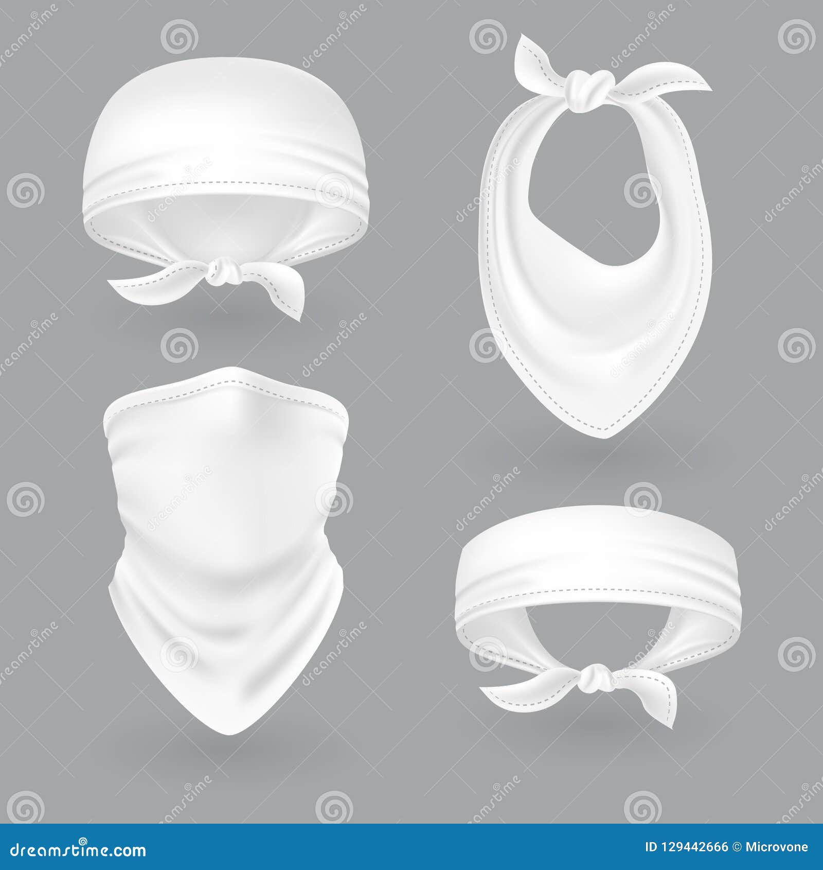 Download White Bandana. Cowboy Or Biker Face Scarf, Bandanna. Blank ...