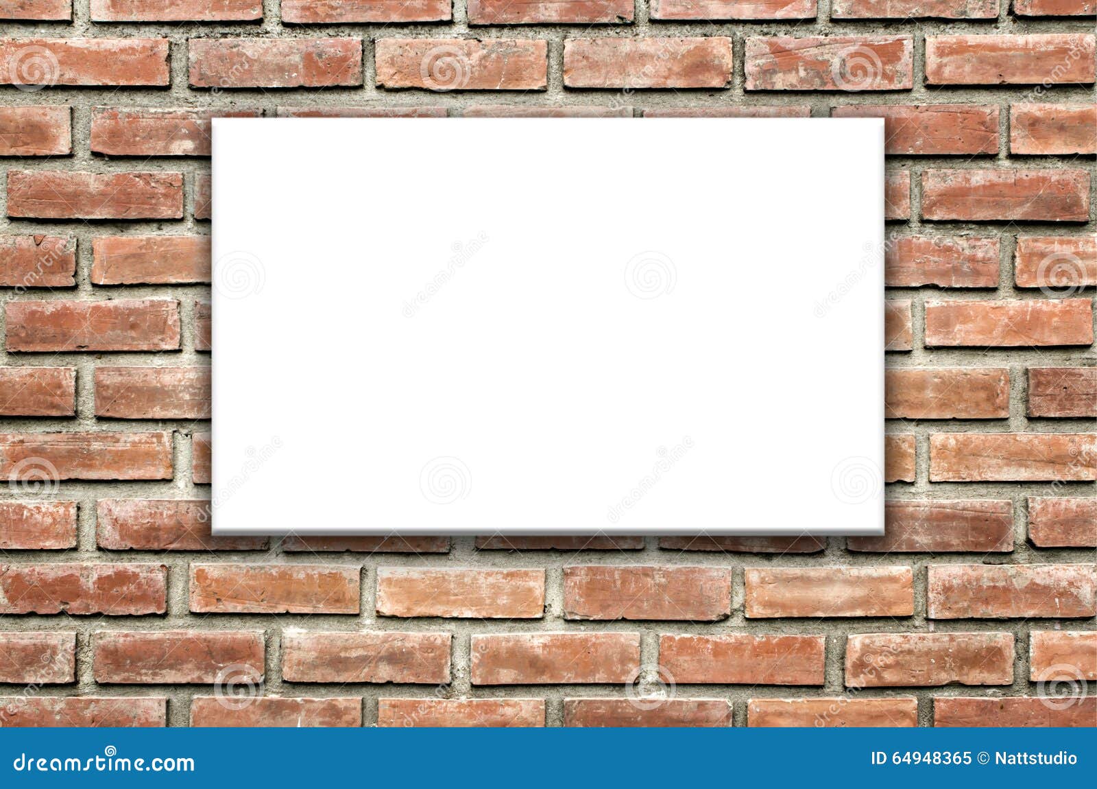 White Banner on Brick Wall. Stock Image Image of house, background