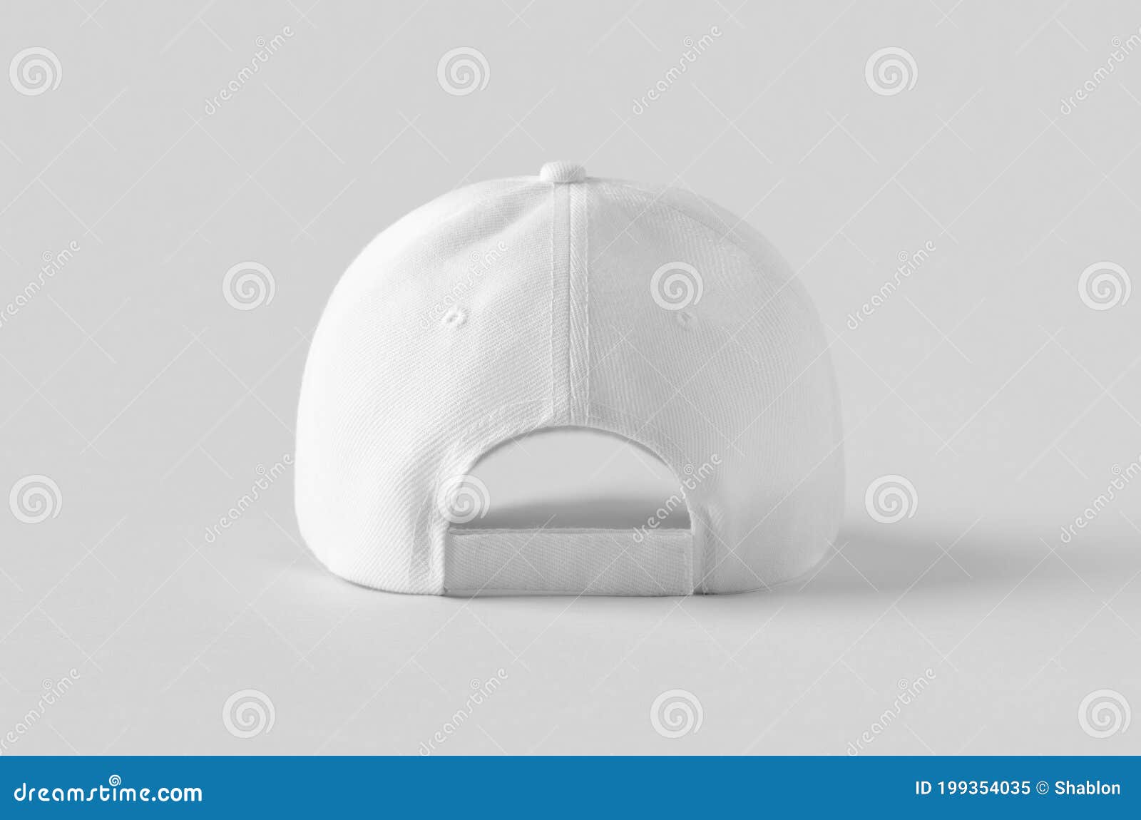White Baseball Cap Mockup on a Grey Background, Back View Stock Image