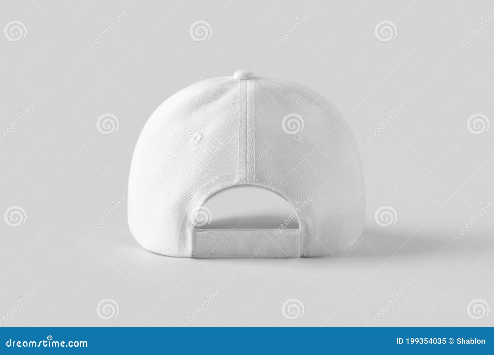 White Baseball Cap Mockup on a Grey Background, Back View Stock Image ...