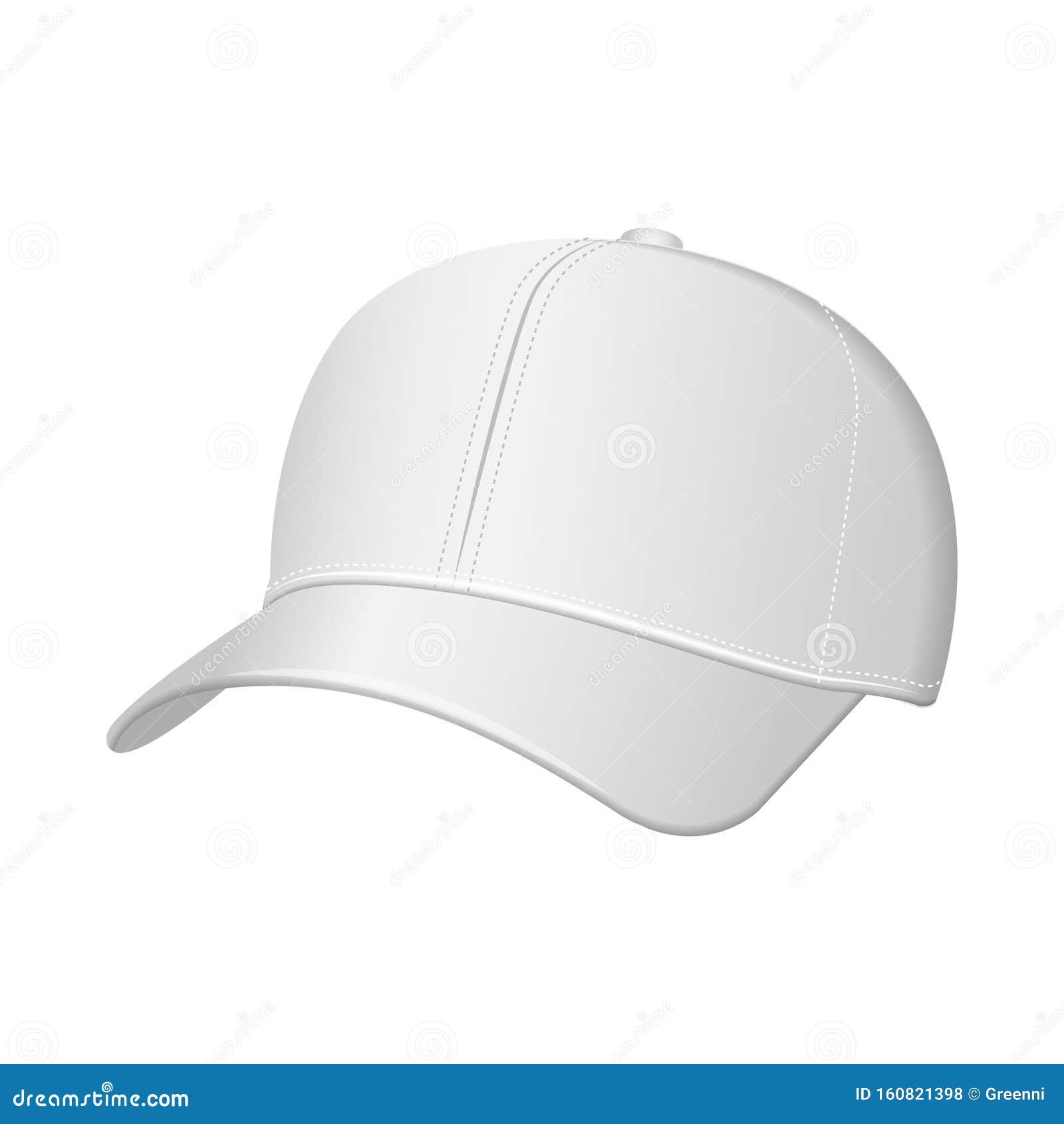 Download White Baseball Cap. Vector Realistic Illustration. Side ...