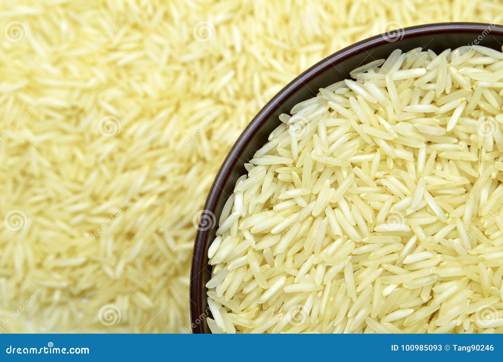 White Basmati Rice with Wooden Bowl Stock Image Image of background