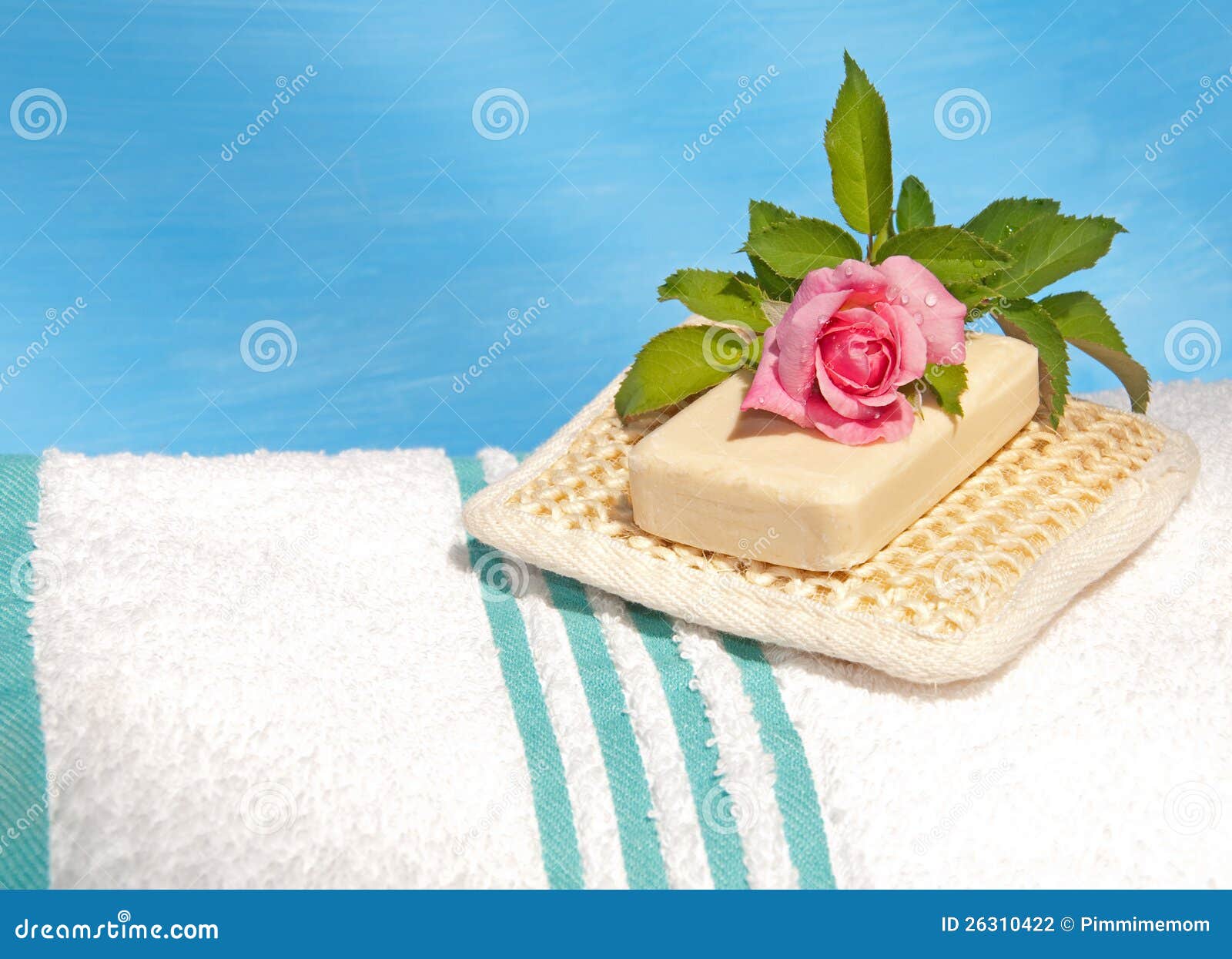 White Bath Towel with an Exfoliation Pad Stock Photo Image of wash