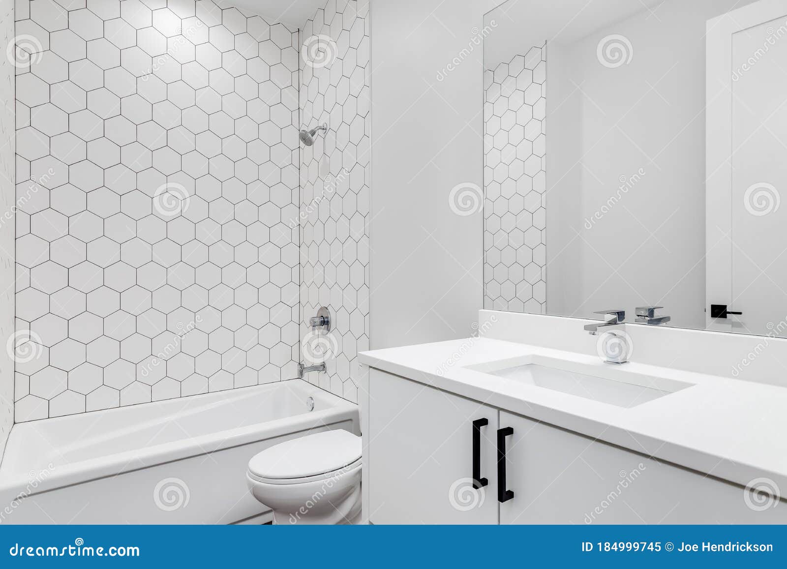 White Bathroom with Chrome Hardware Stock Image Image of residence