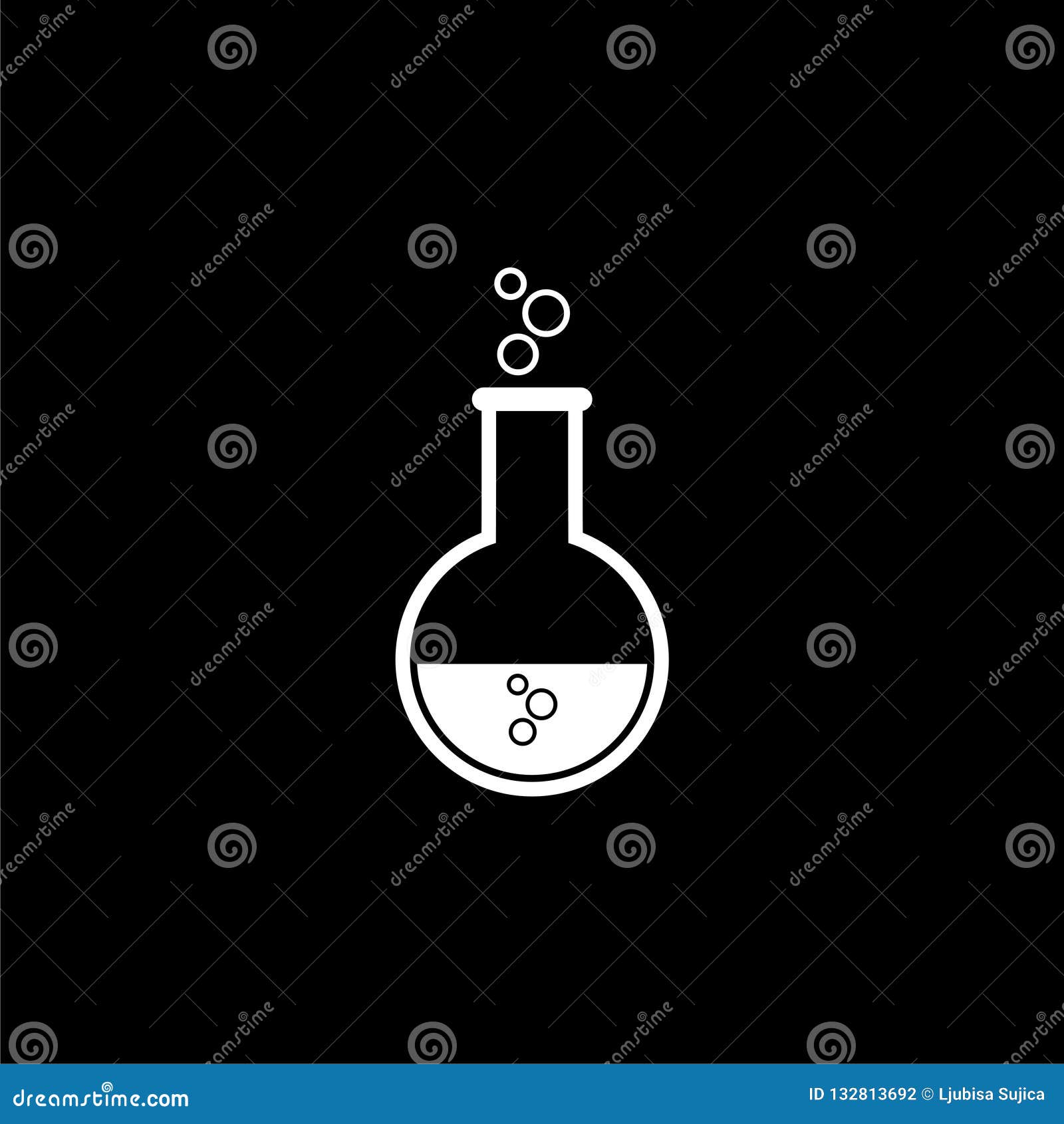 Beaker For Experiment Icon Or Logo On Dark Background Stock Vector Illustration of isolated