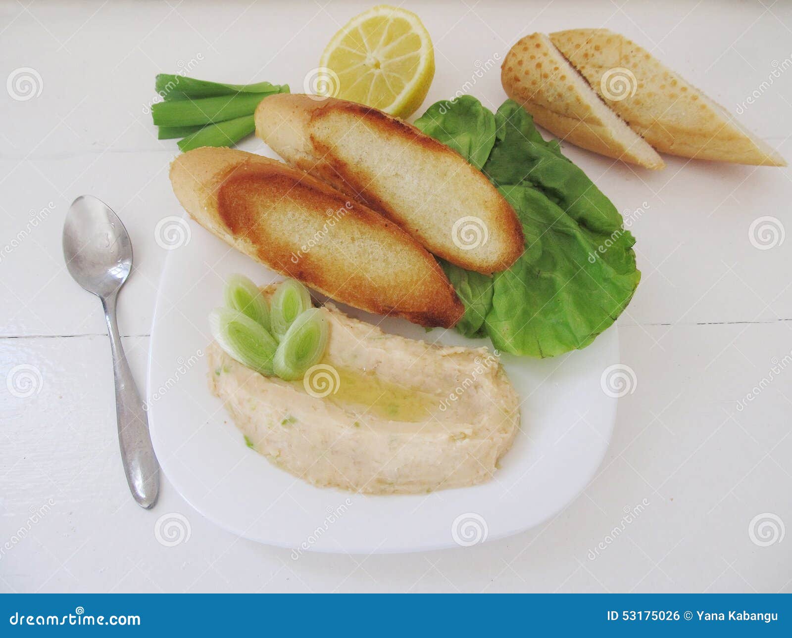 White Bean Spread with Crispy Toasts. Stock Photo Image of recipes
