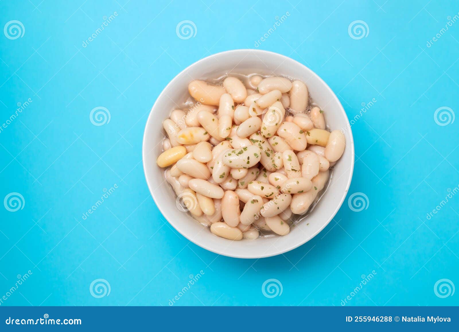 White Beans with Herbs in Small White Bowl Stock Photo Image of food