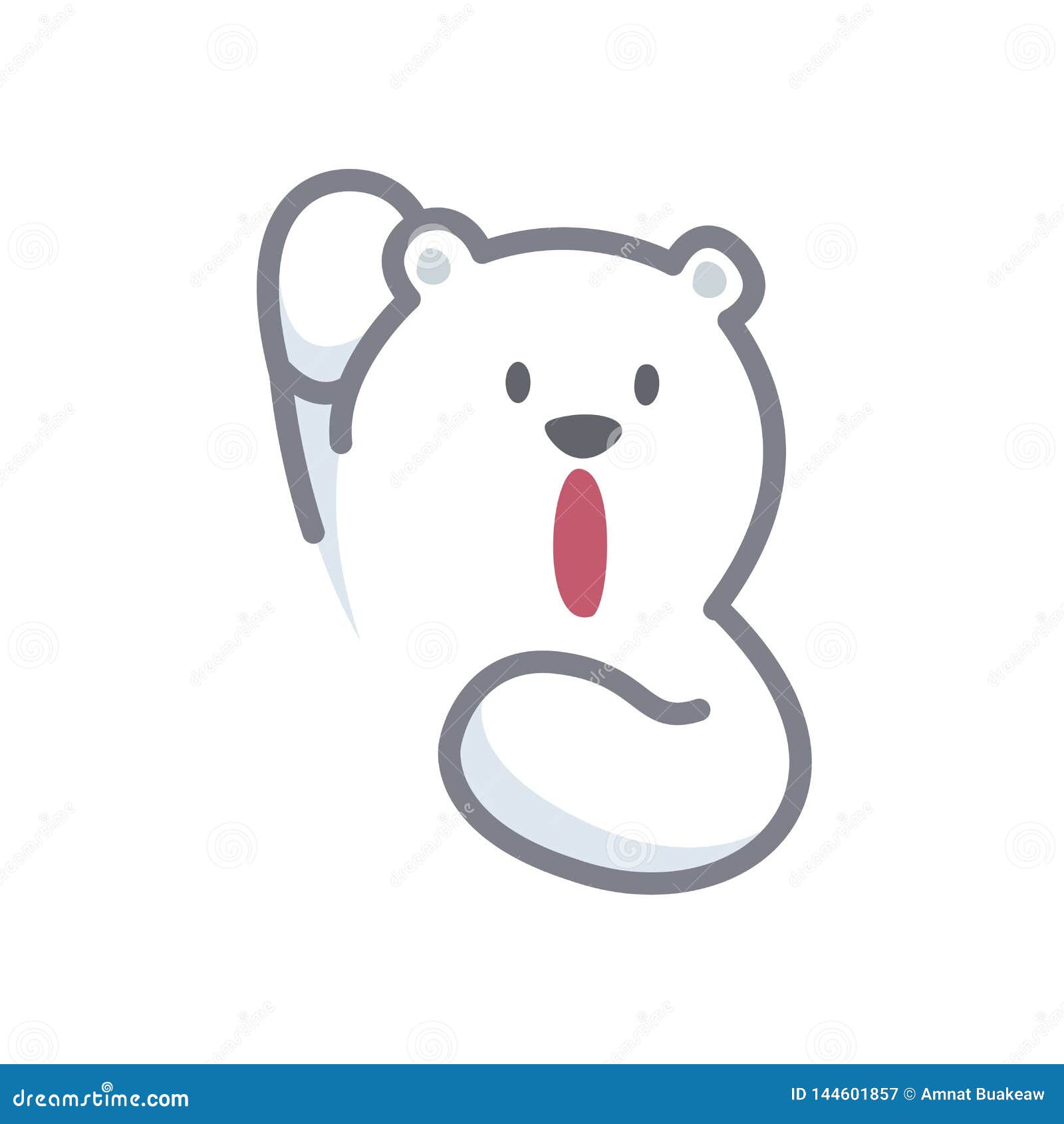 White Bear Cartoon Character Cute Isolated On White Background