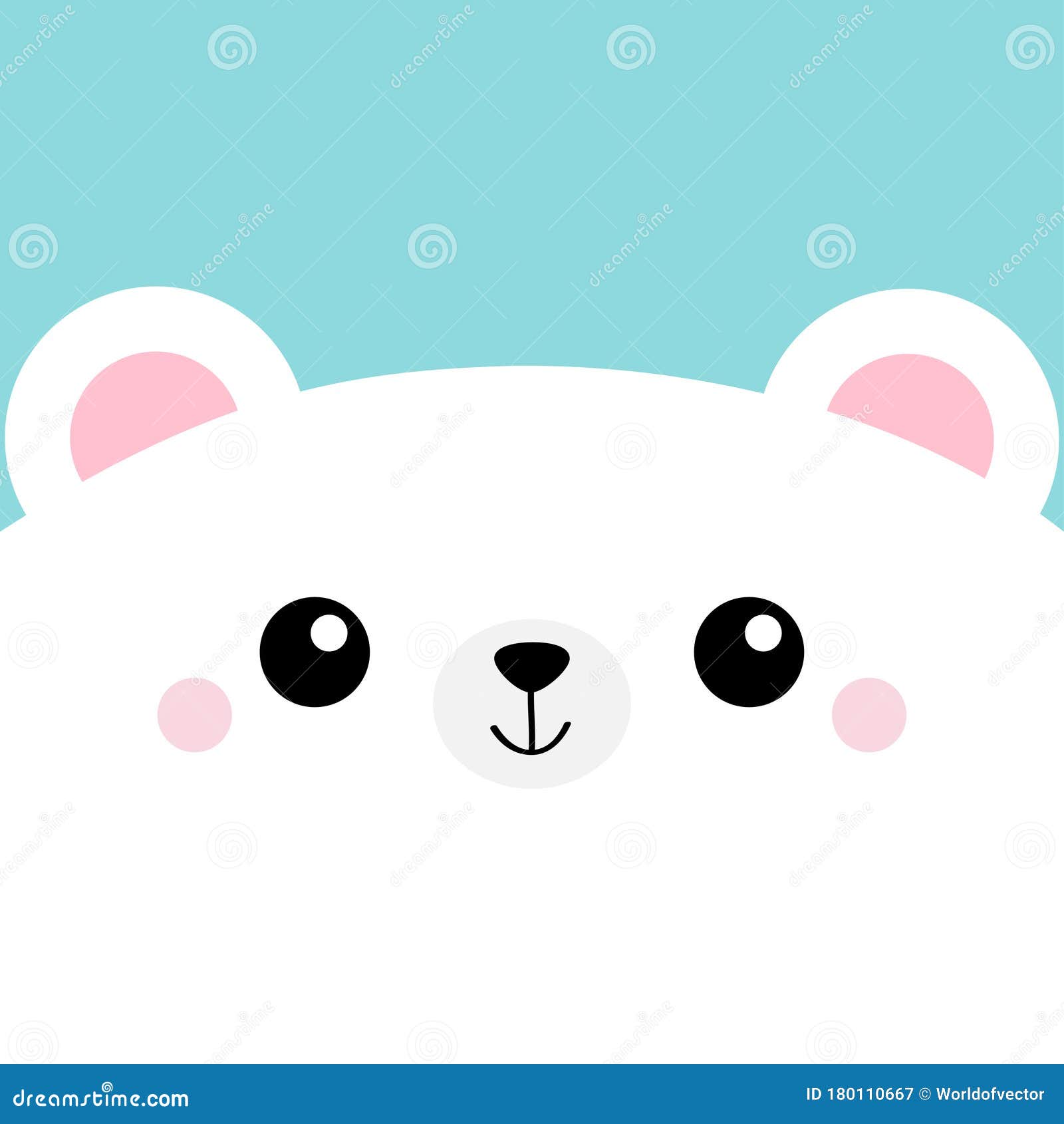 White Bear Head Face Square Icon. Cute Cartoon Kawaii Funny Character. Pet  Baby Print for Notebook Cover, Greeting Card Stock Vector - Illustration of  cartoon, head: 180110667