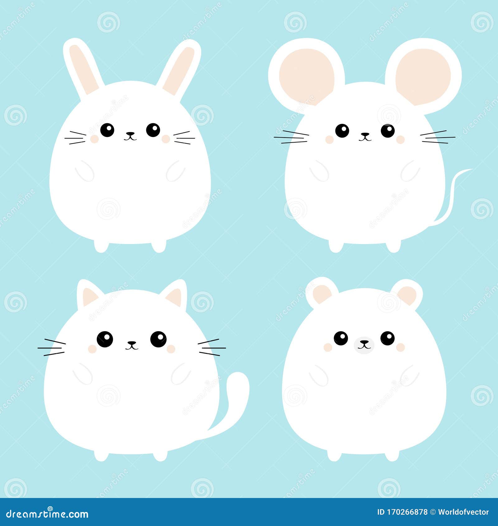 collection character animals cute kawaii on white background Stock