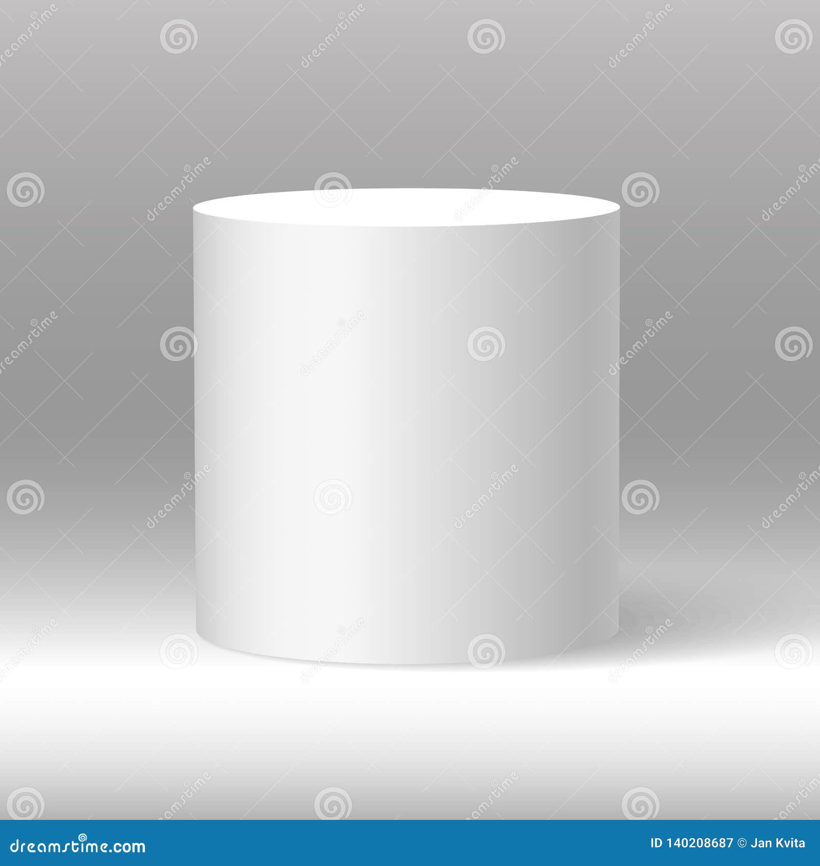 white beautiful realistic 3d cylinder  on shaded background