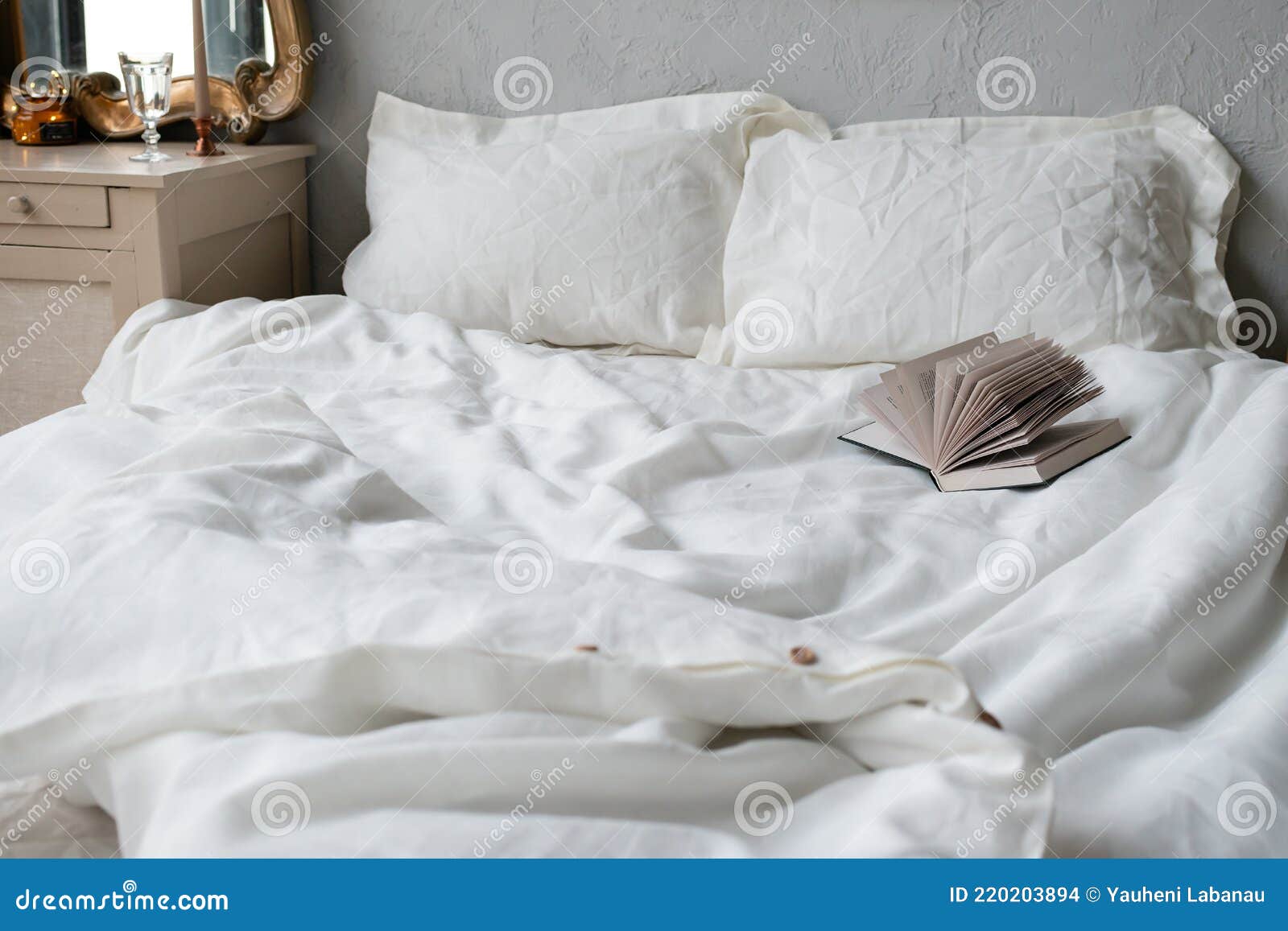 White Bed Linen Ecofriendly Linen Bed Line Stock Photo Image of