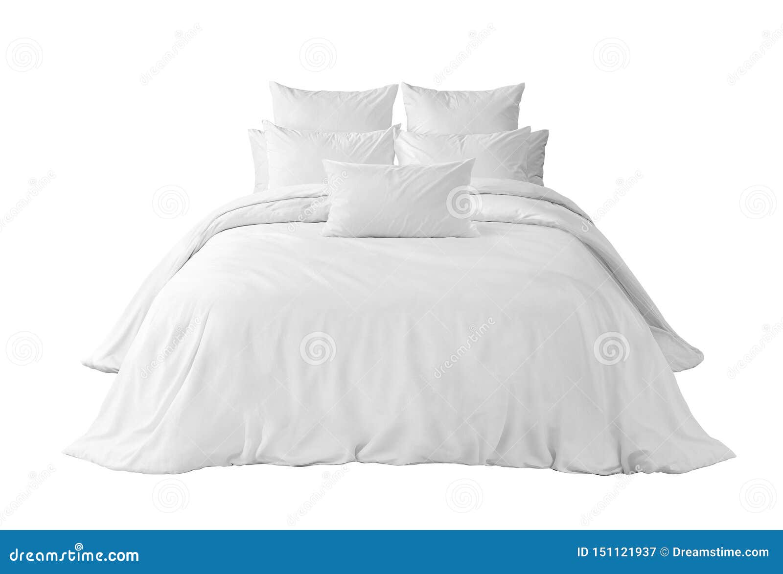 white bed with pillows an duvet 