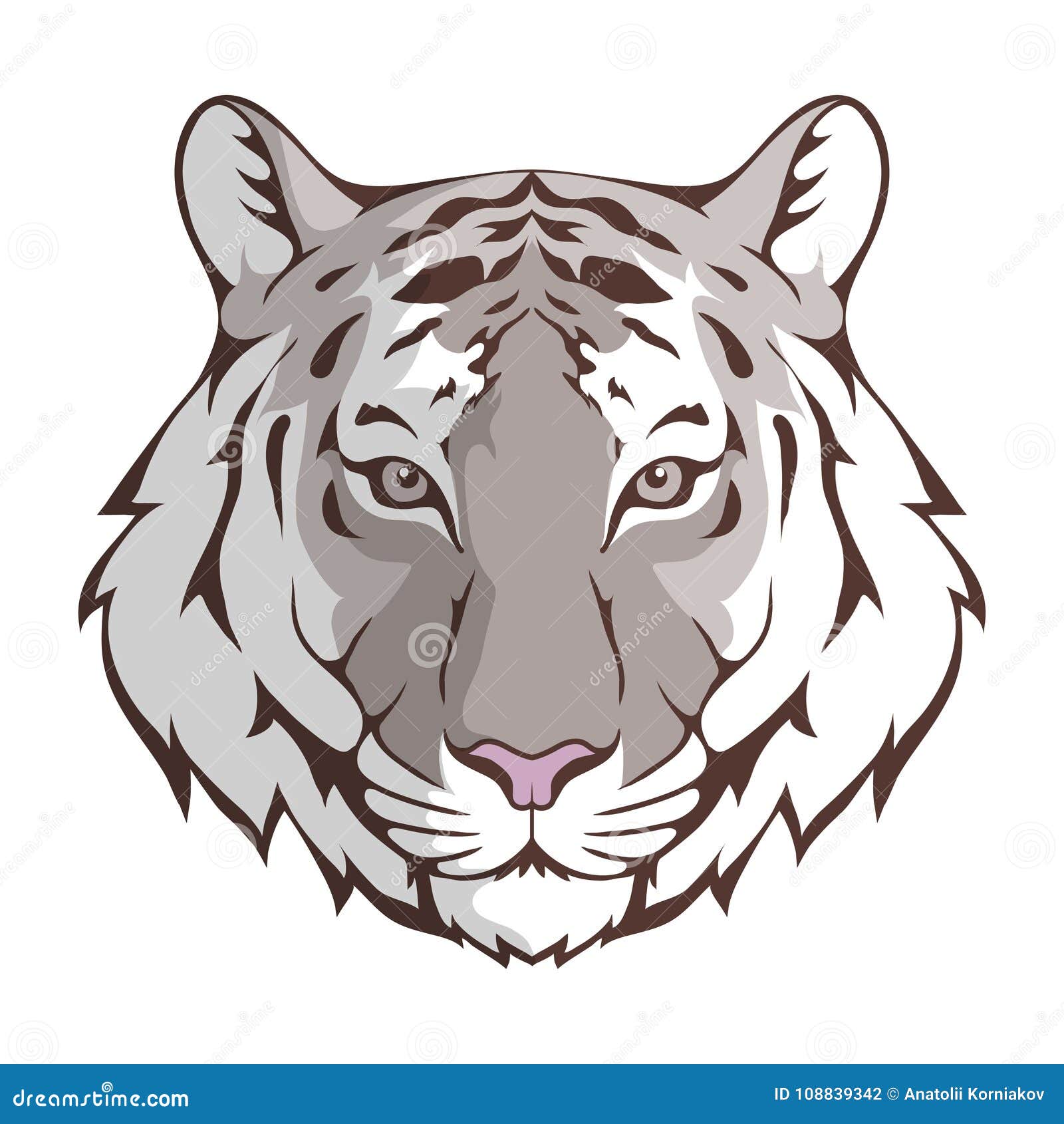 White Bengal Tiger stock vector. Illustration of face - 108839342