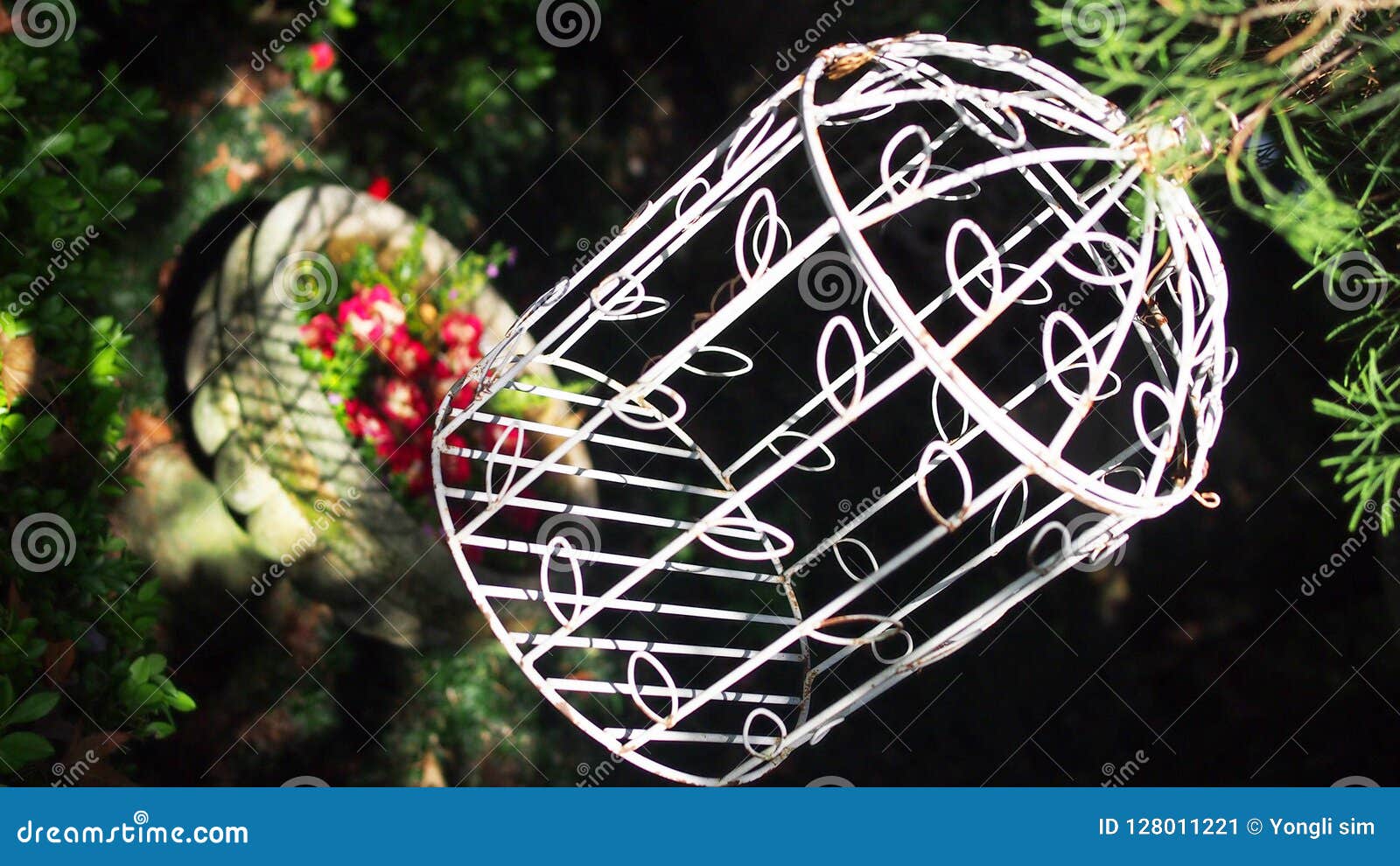 White Bird Cage in a Vintage Design Garden Stock Image Image of