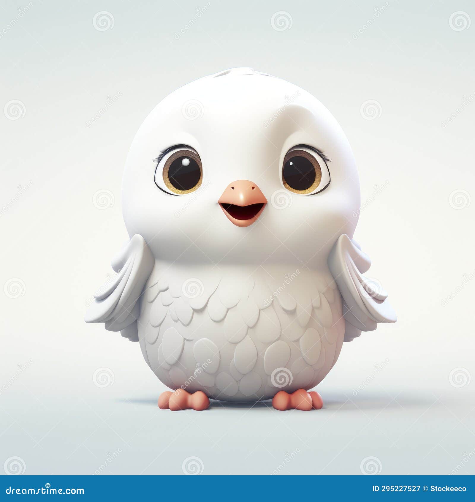 little cute dove: high-quality 3d cartoon bird in fantasy style