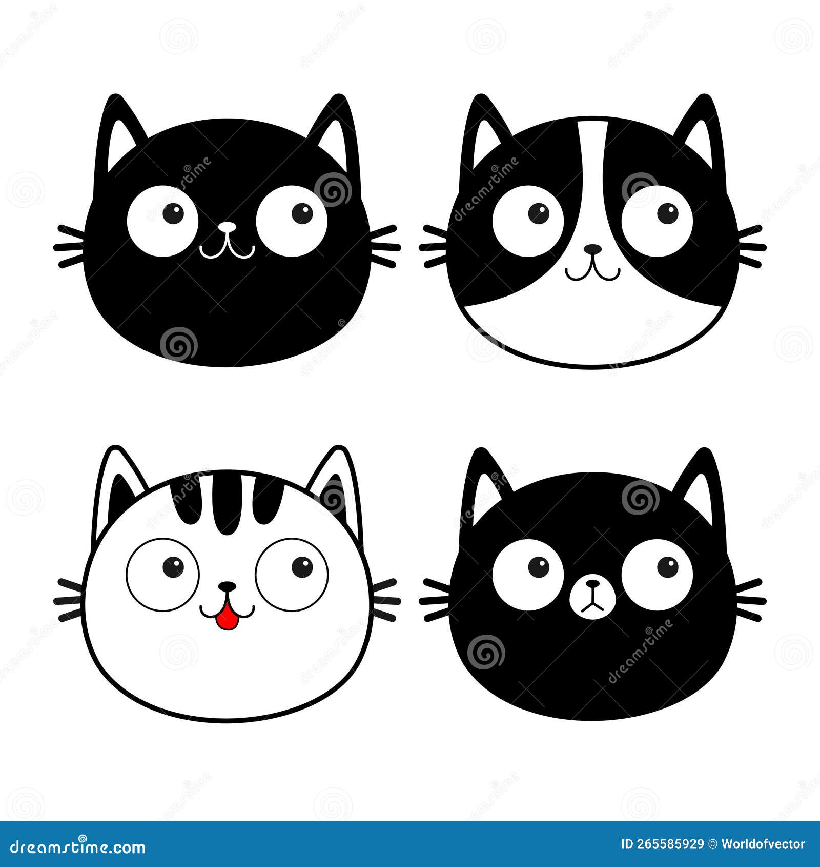 Cat icon. Funny pet black line symbol