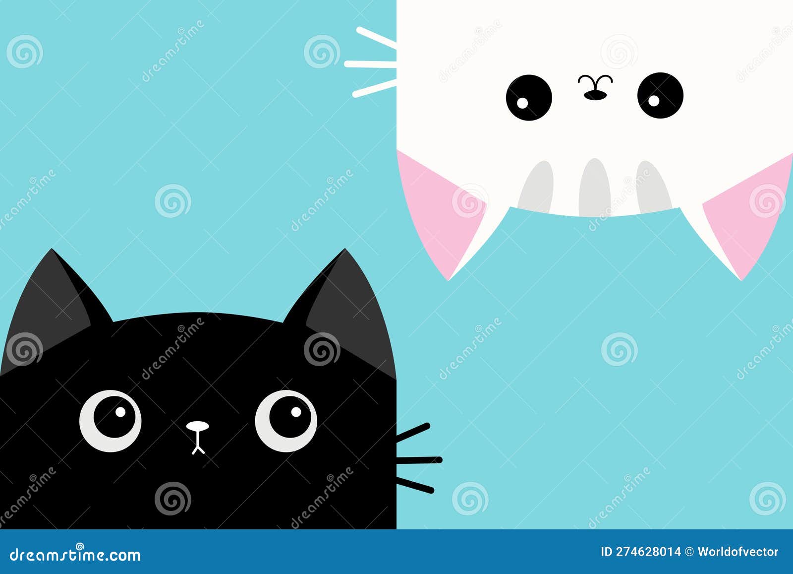 Black white cat icon set. Cute kawaii cartoon character. Funny