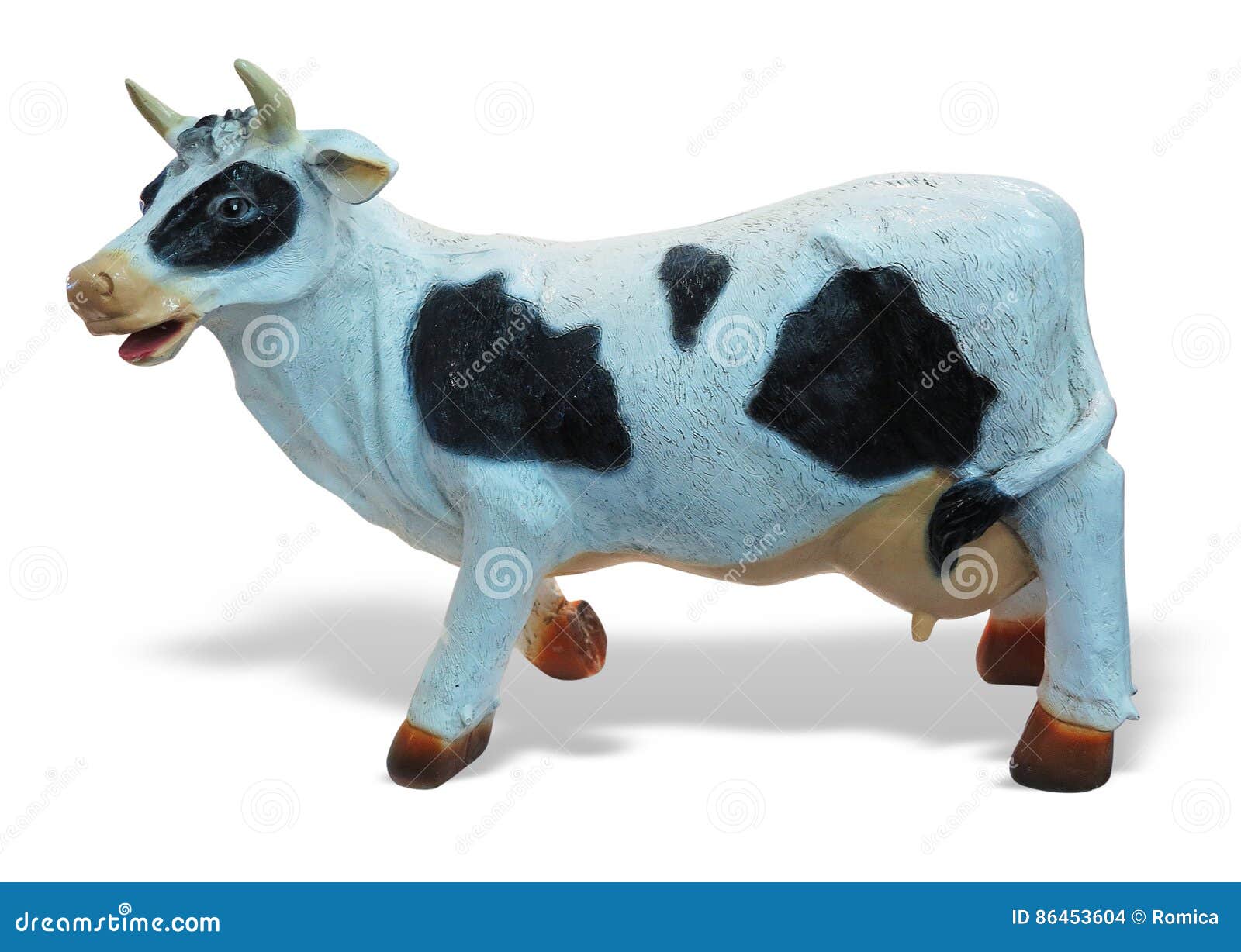 White and Black Cow Toy Figurine Isolated Stock Photo Image of cattle