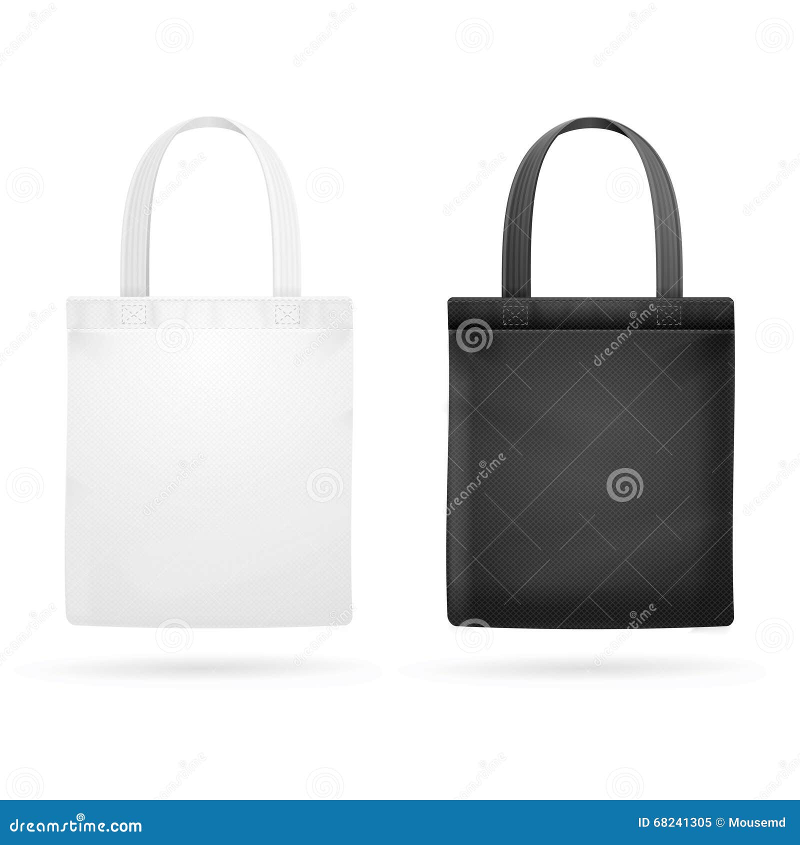 White and Black Fabric Cloth Bag Tote. Vector Stock Vector ...