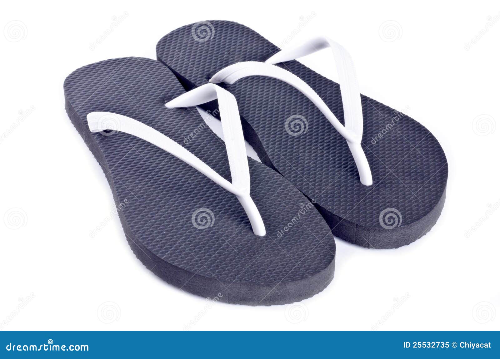 White and Black Flip Flop Isolated on White Stock Image - Image of ...