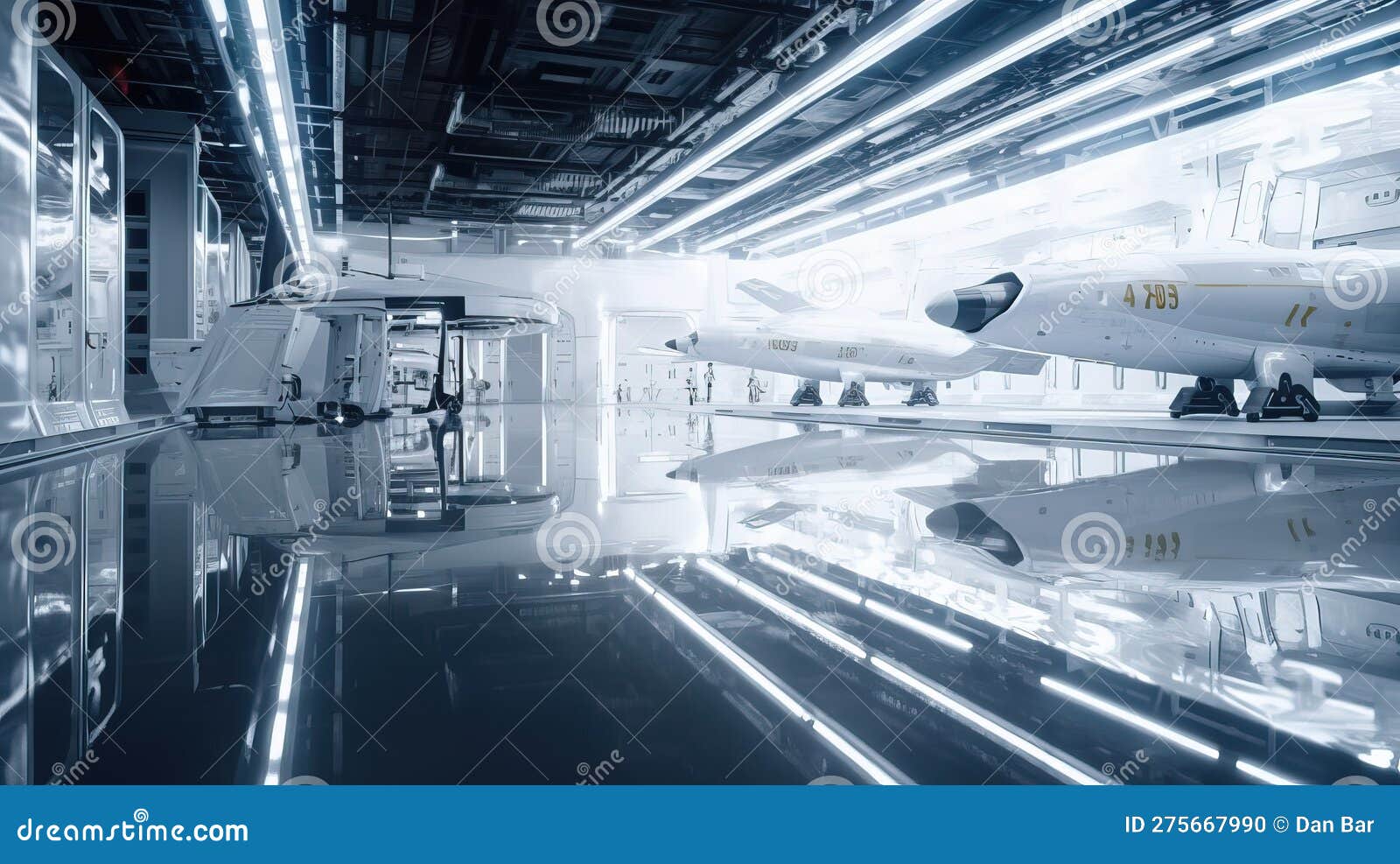 White and Black Glossy Interior Space Facility Maintenance Cargo, Sci