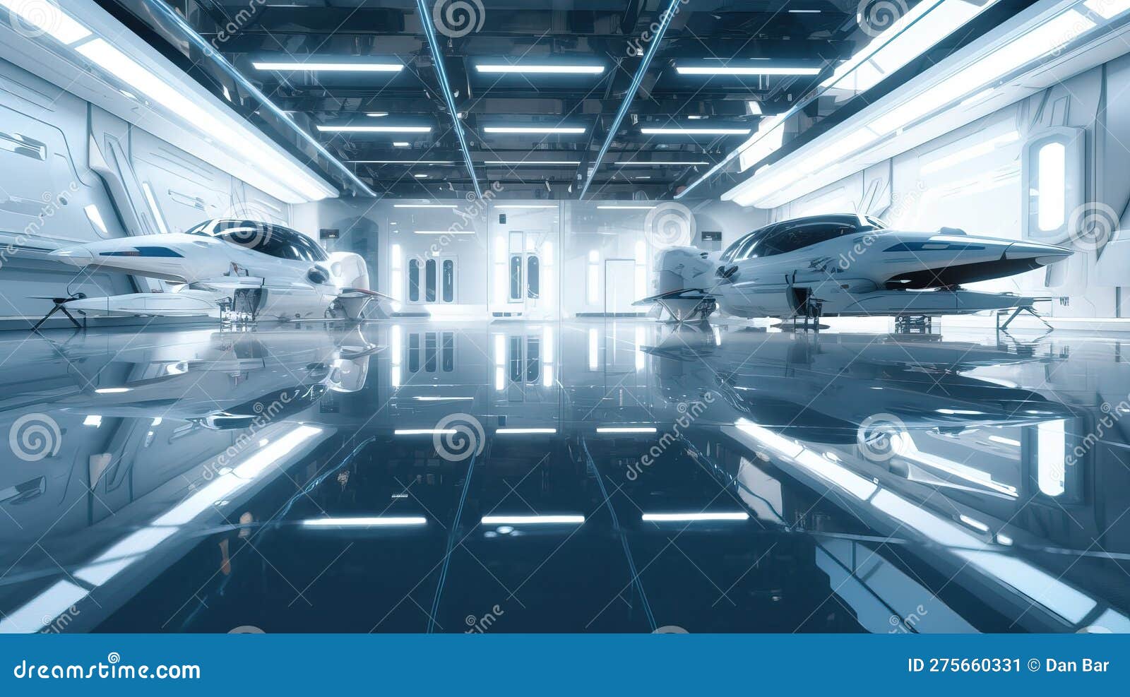 White and Black Glossy Interior Space Facility Maintenance Cargo, Sci