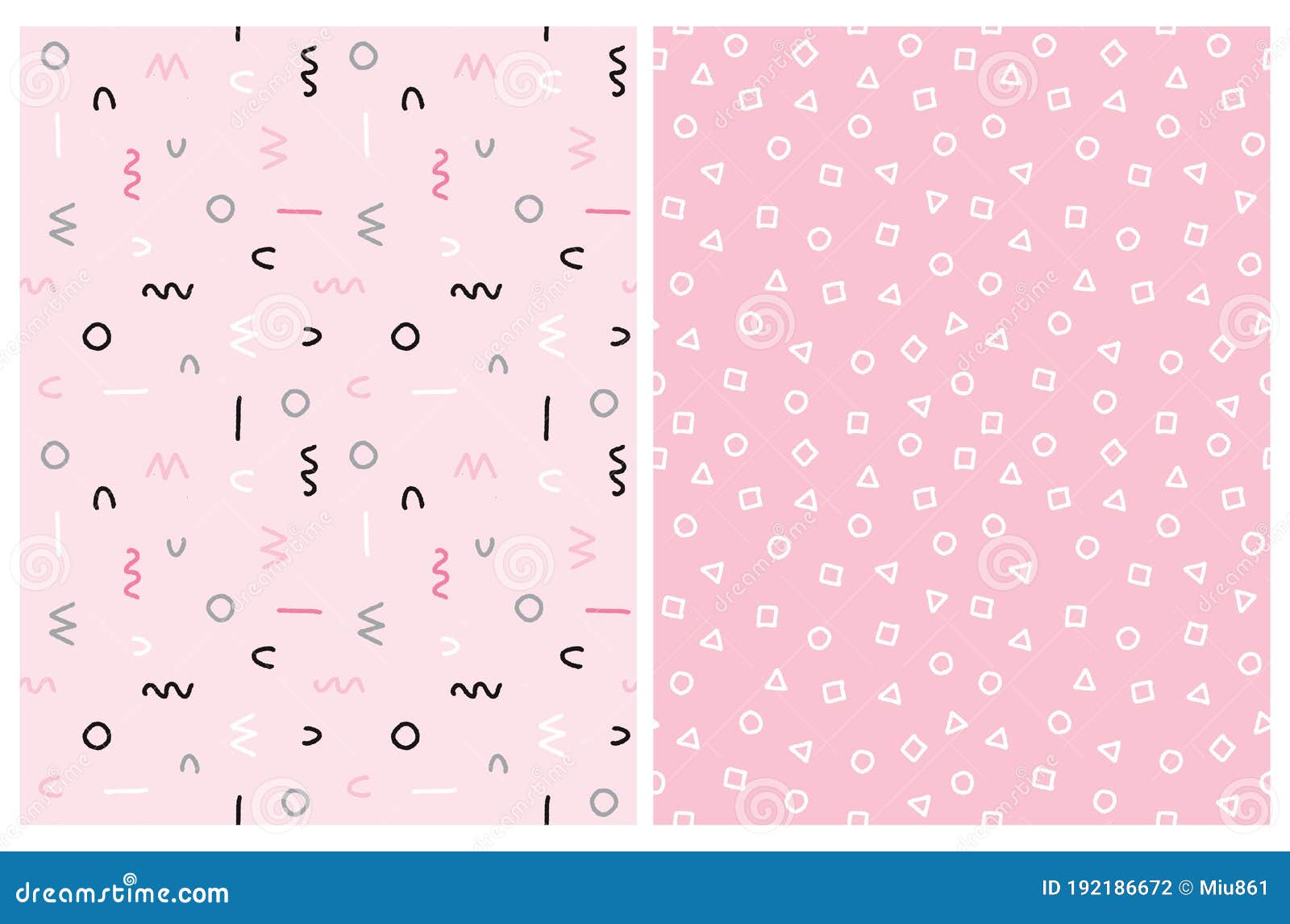 white and black irregular brush scribbles on a light pink background.