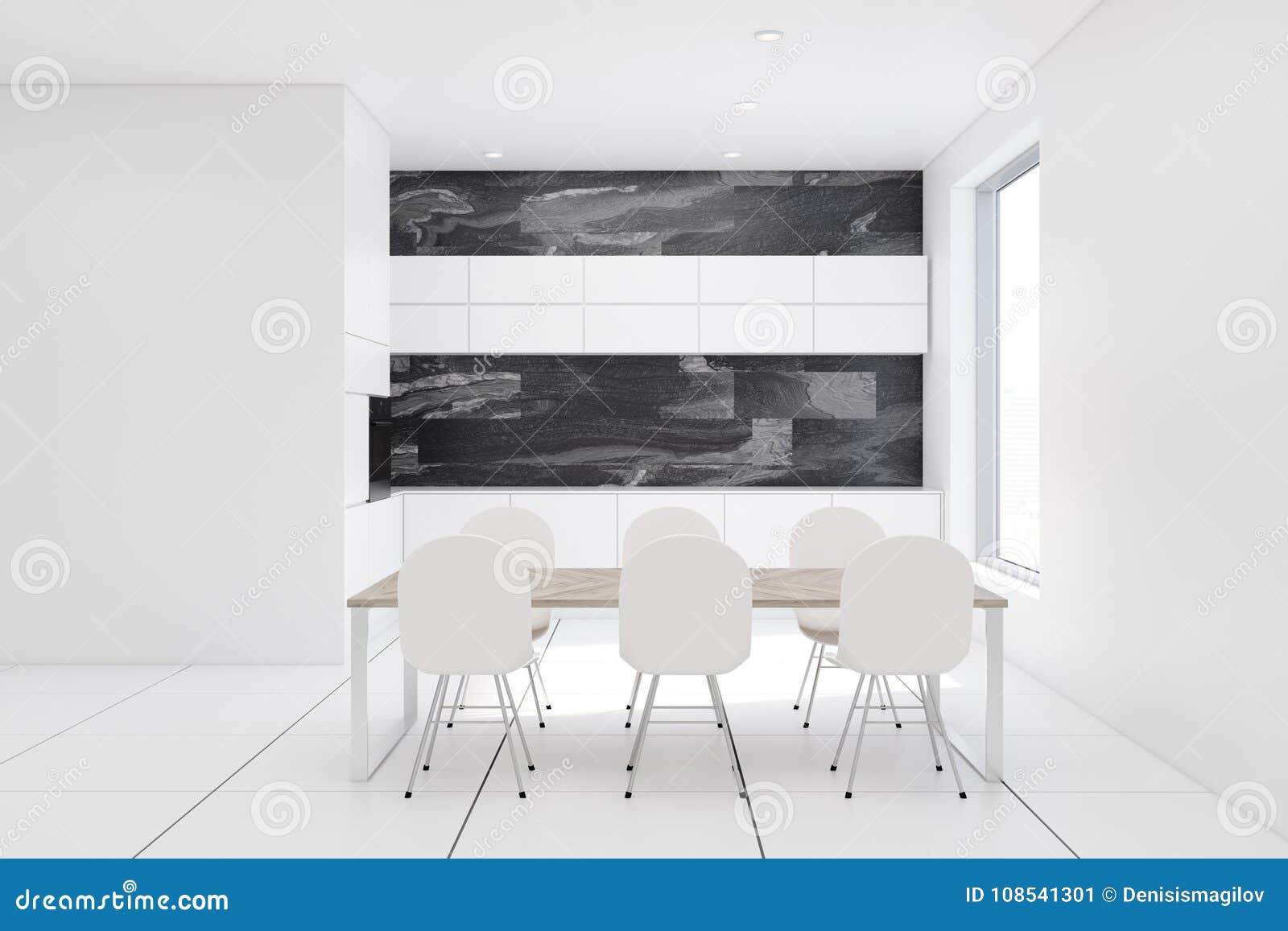 White and Black Marble Kitchen Table Stock Illustration Illustration
