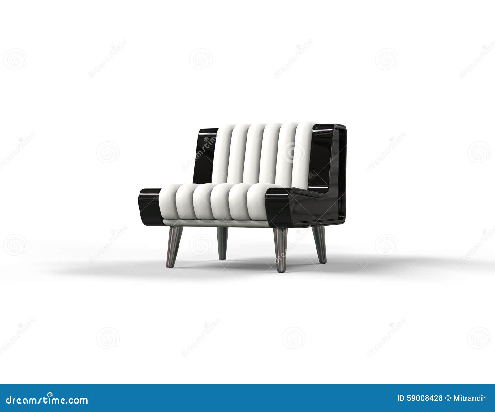 White and Black Stylish Armchair on White Background Stock Photo