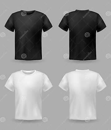White and Black T-shirt Mockup. Sport Blank Shirt Template Front and ...