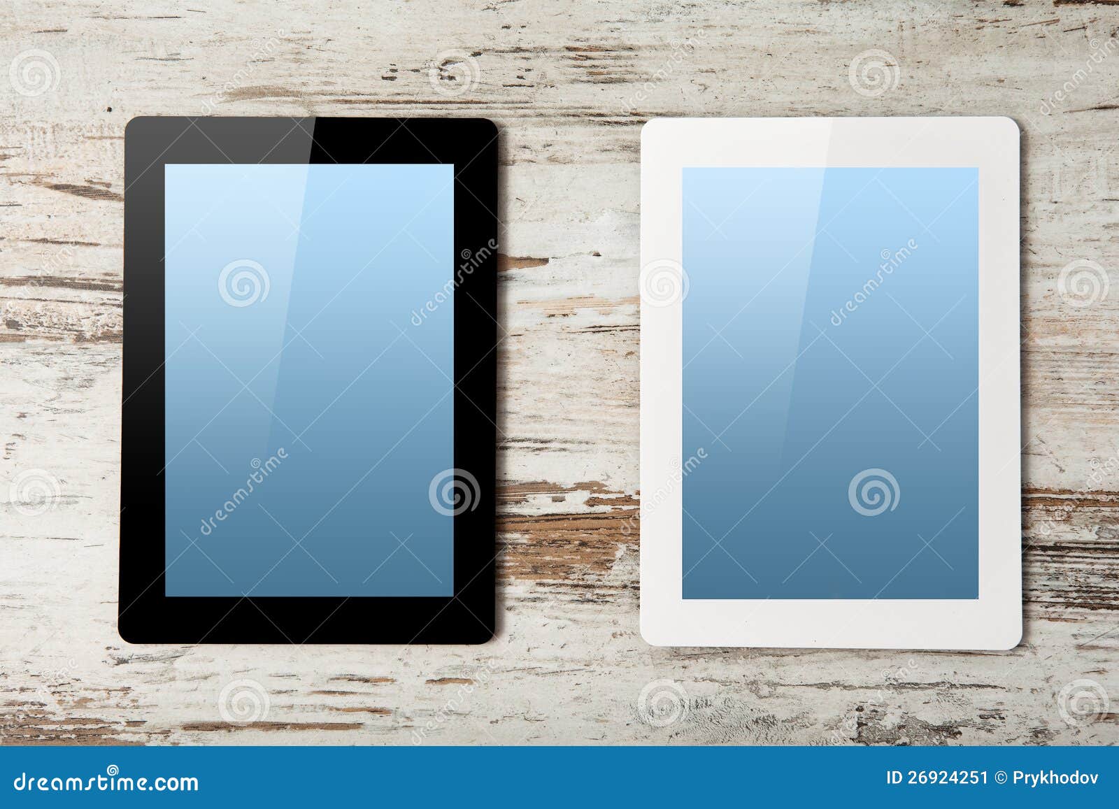 White and Black Tablet Computer with Blue Screen Stock Image Image of