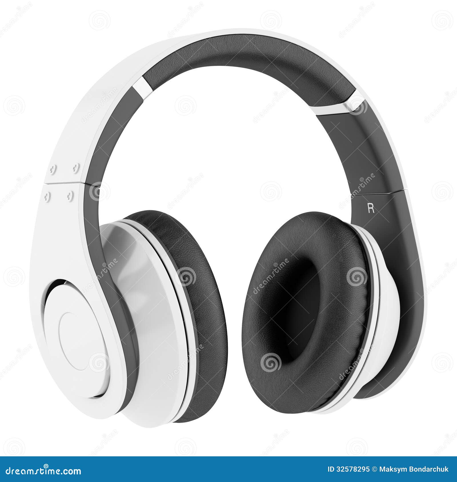 White and Black Wireless Headphones Isolated on White Stock
