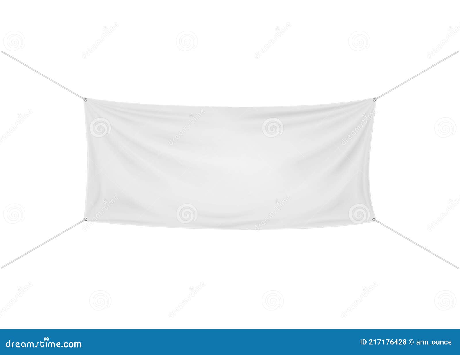 White Blank Advertising Banner, Realistic Vector Mockup. Empty Horizontal Rectangular Fabric