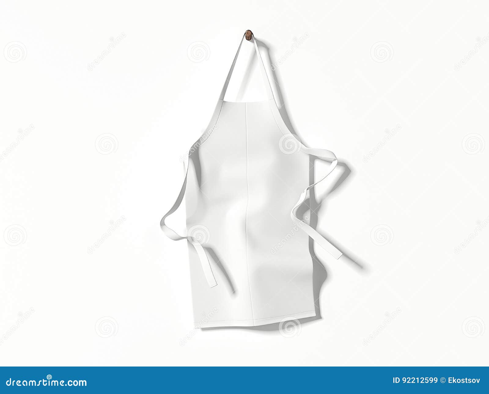 white blank apron hanging. 3d rendering