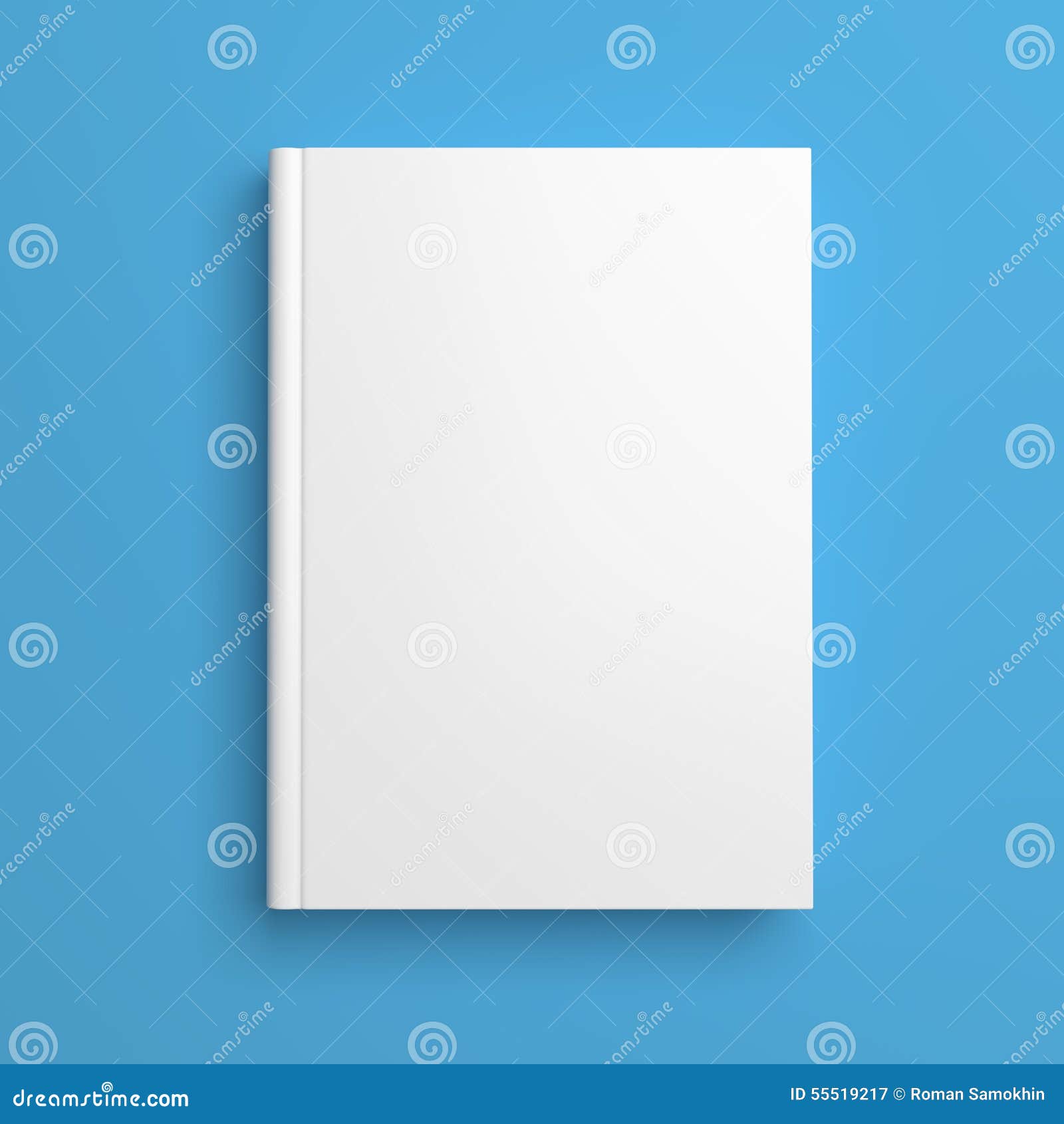 White Blank Book Cover Isolated on Blue Stock Illustration