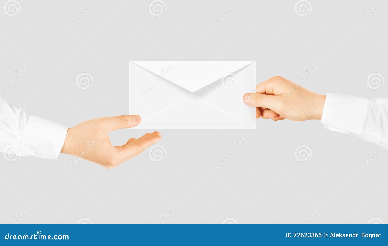 white blank envelope giving hand. message send presentation.