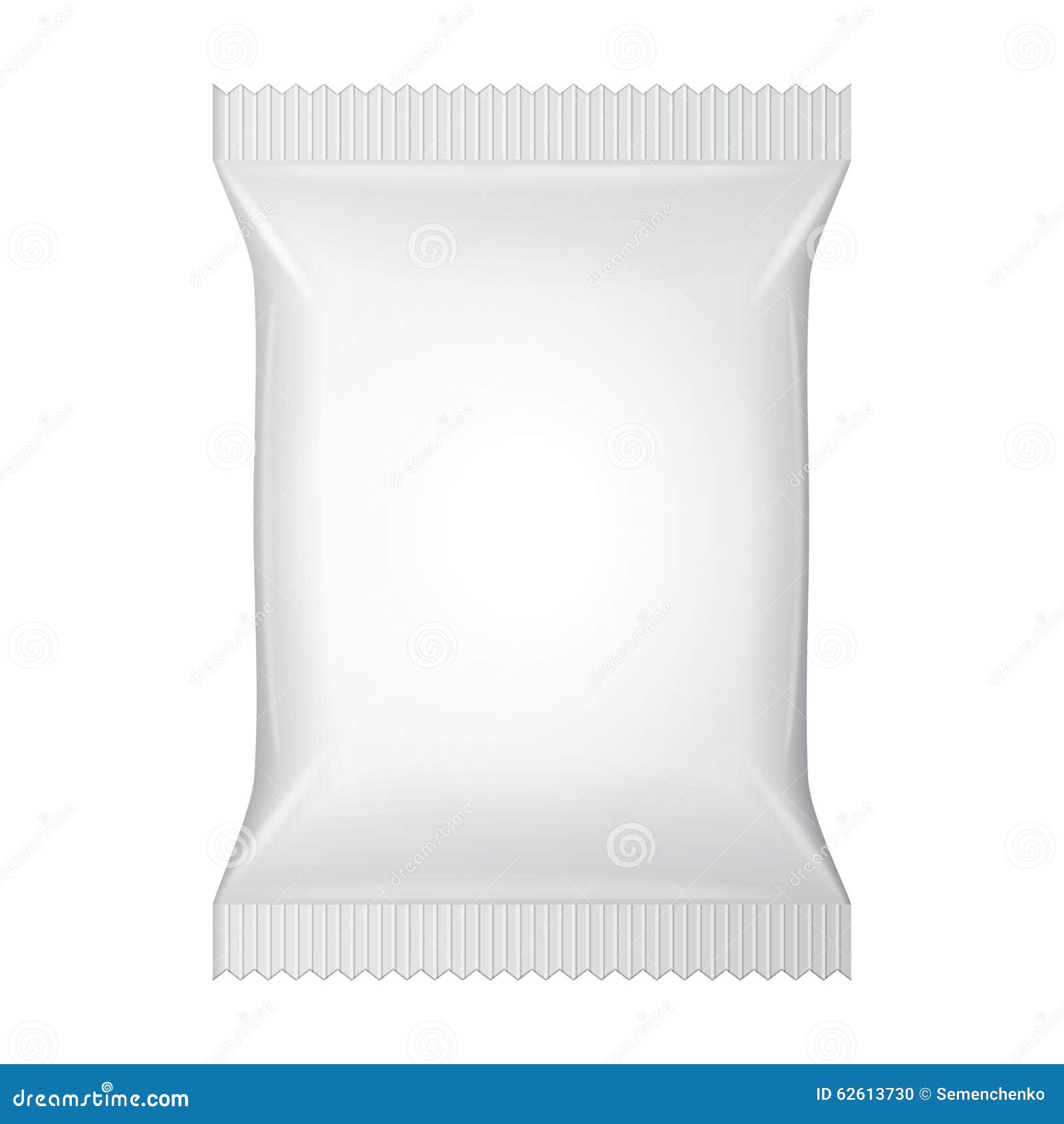 White Blank Foil Food Snack Sachet Bag Packaging Stock Vector ...